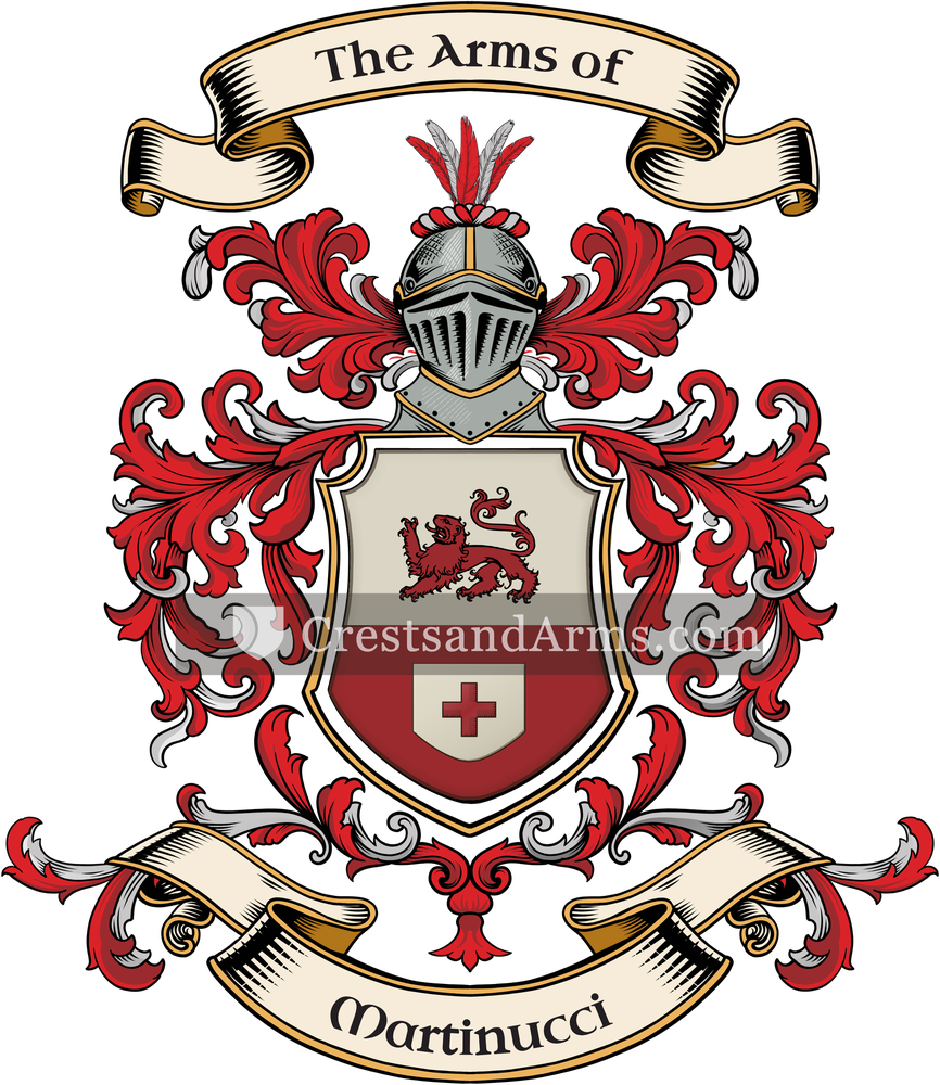 The Martinucci coat of arms, drawn from the recorded blazon