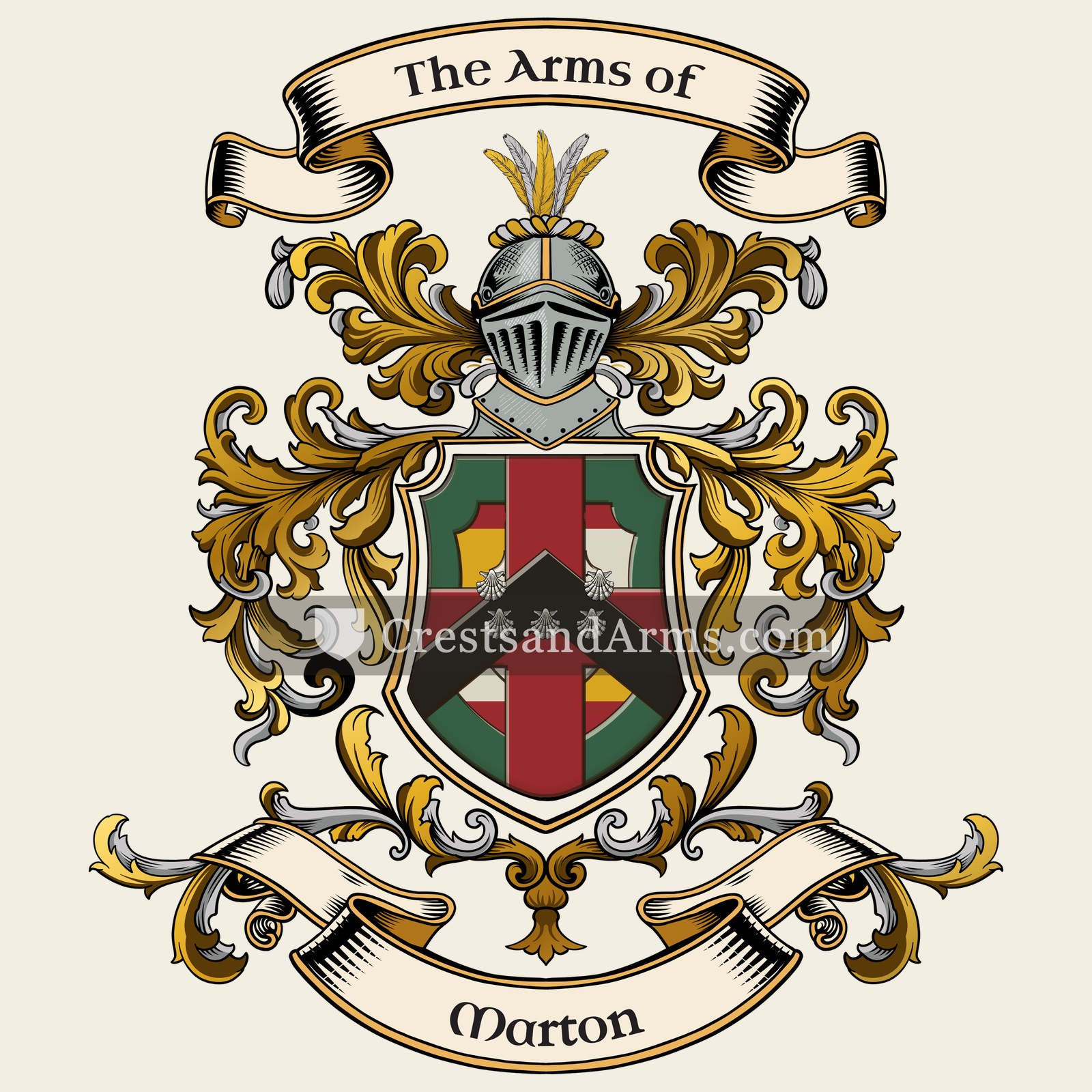 The Marton coat of arms, drawn from the recorded blazon