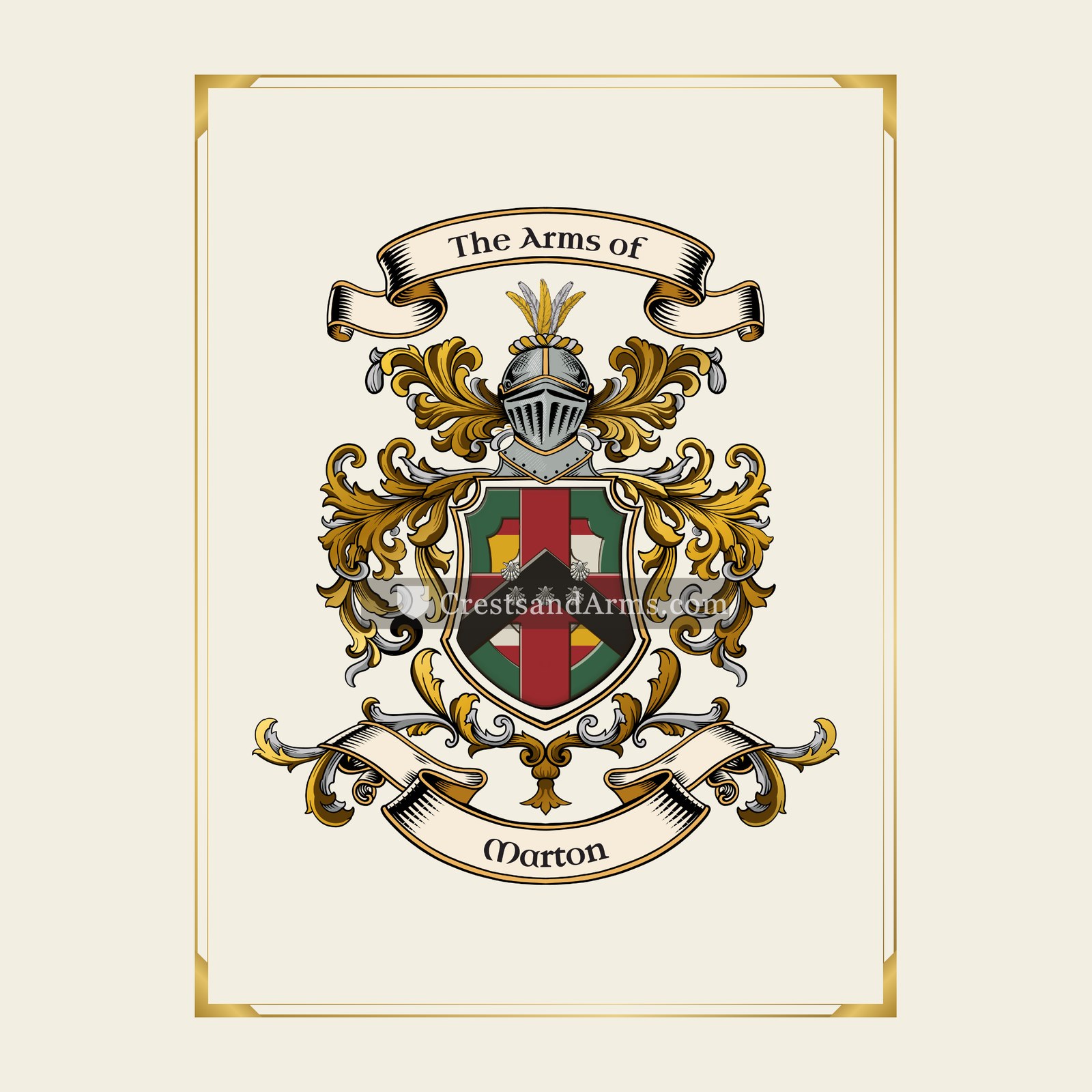 With gold border