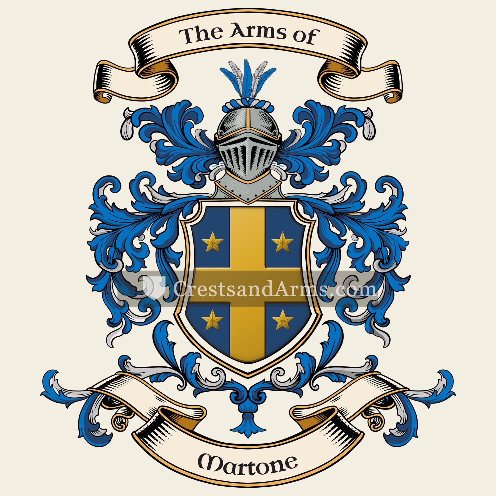 The Martone coat of arms, drawn from the recorded blazon