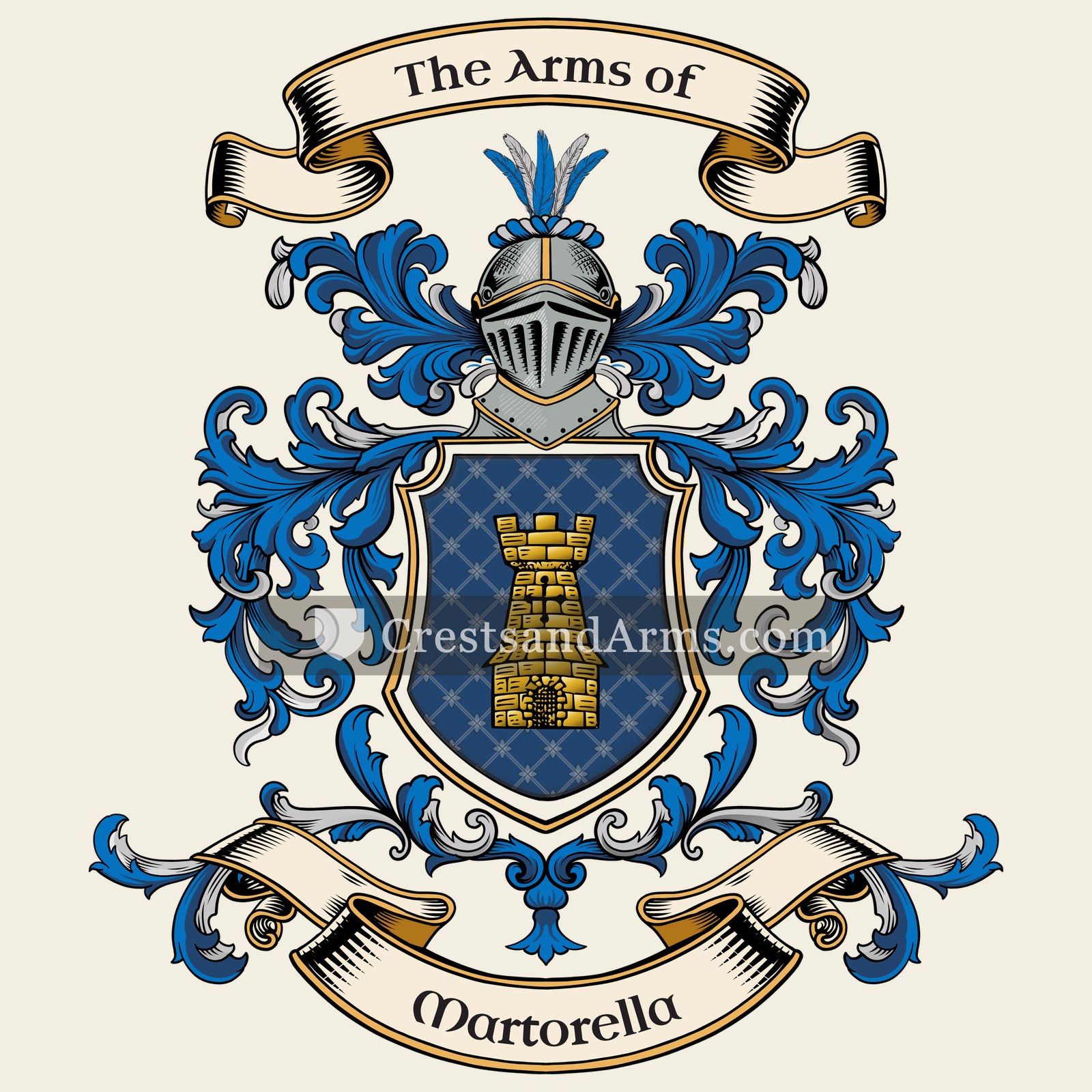 The Martorella coat of arms, drawn from the recorded blazon