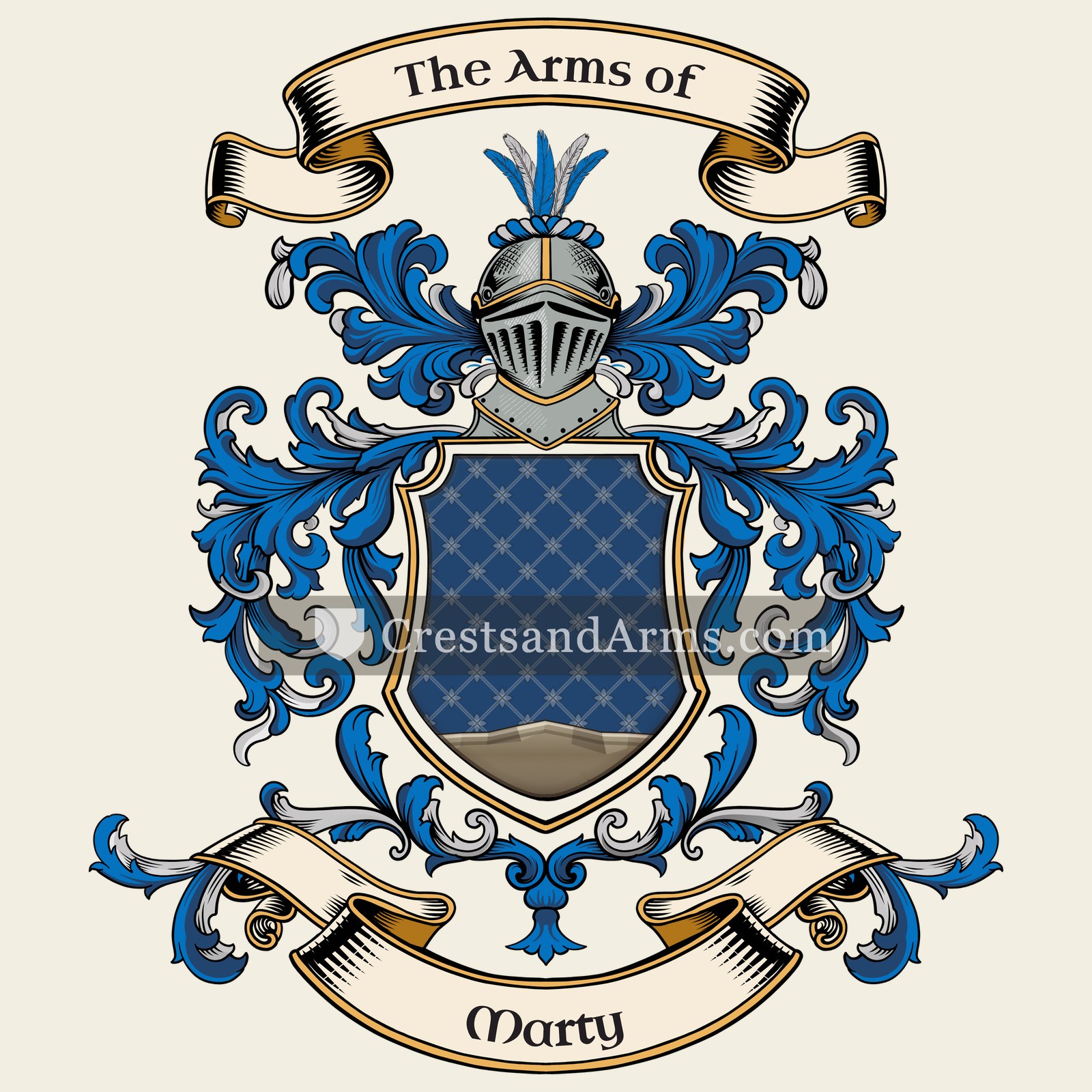 The Marty coat of arms, drawn from the recorded blazon