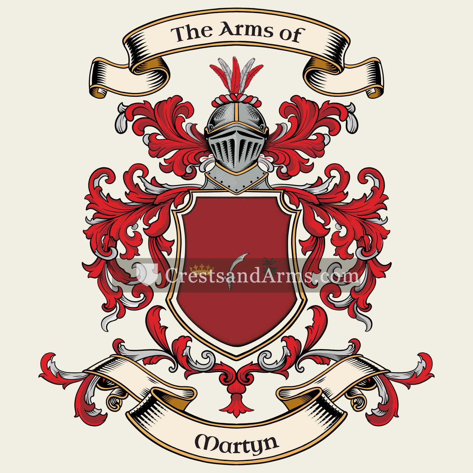 The Martyn coat of arms, drawn from the recorded blazon