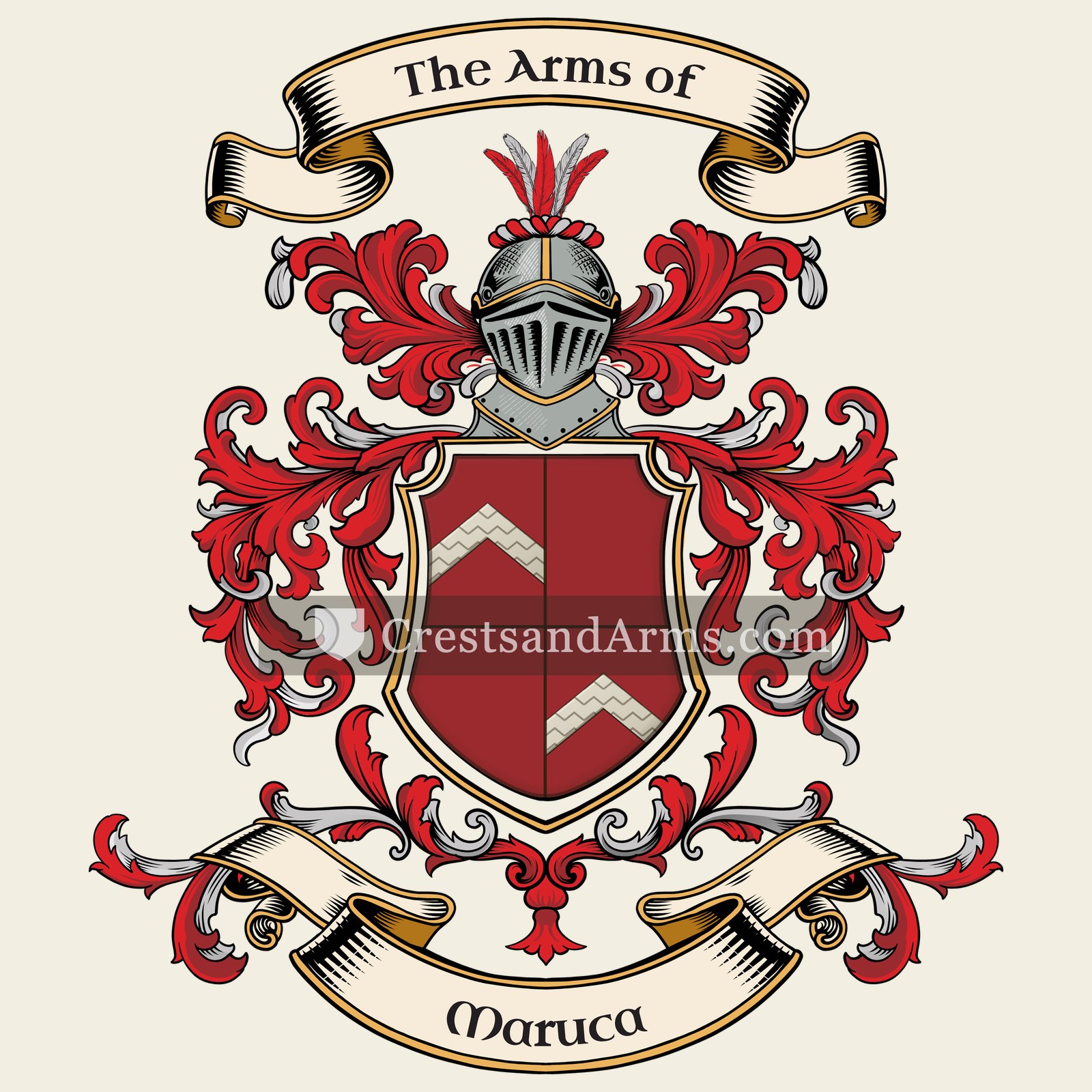 The Maruca coat of arms, drawn from the recorded blazon