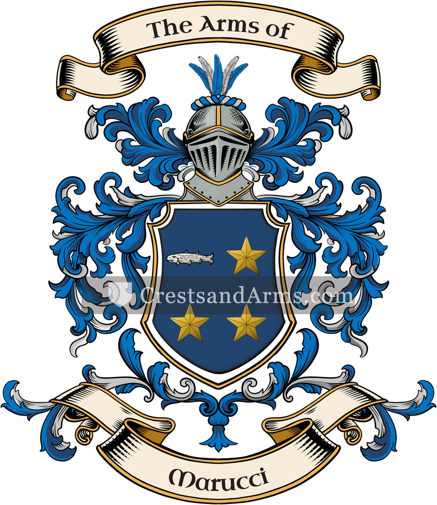 The Marucci coat of arms, drawn from the recorded blazon