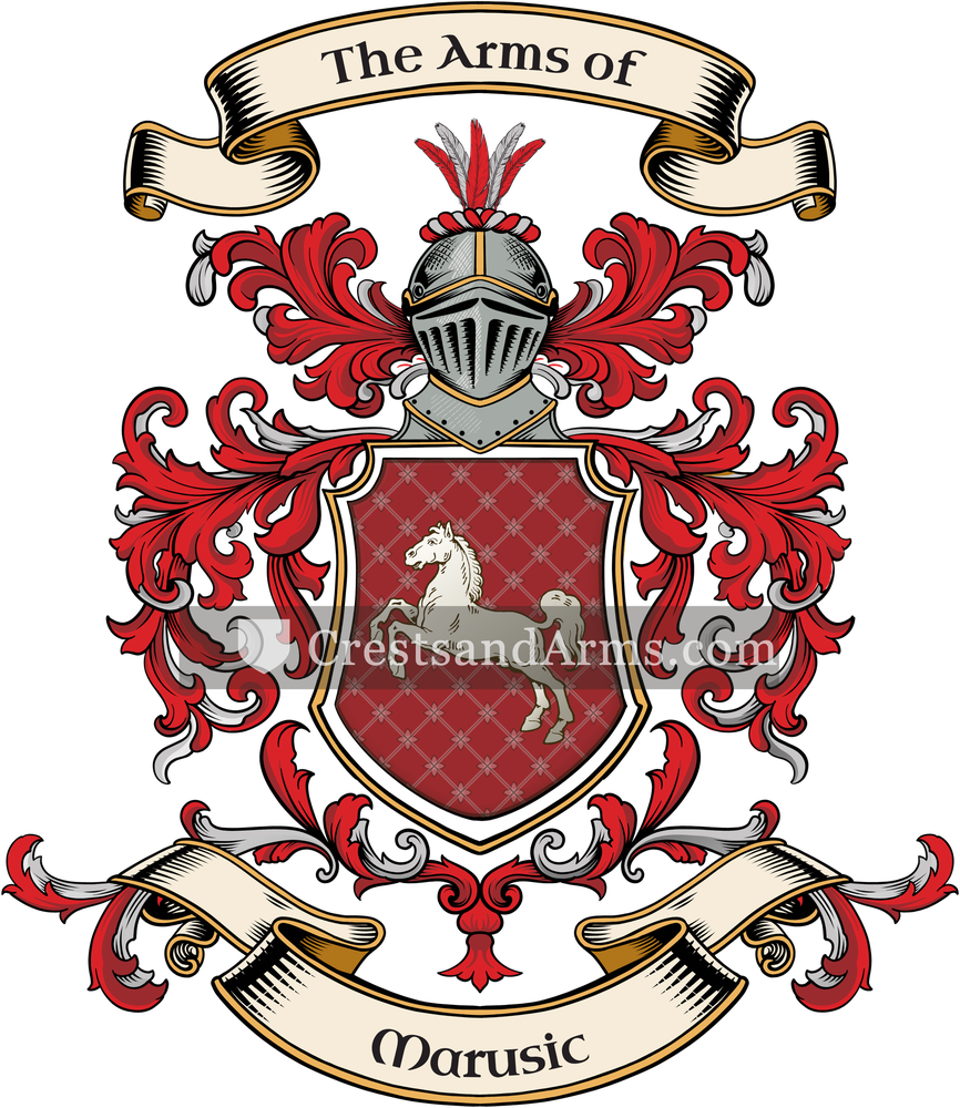The Marusic coat of arms, drawn from the recorded blazon