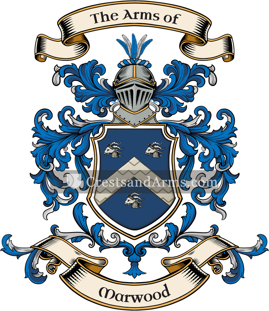 The Marwood coat of arms, drawn from the recorded blazon