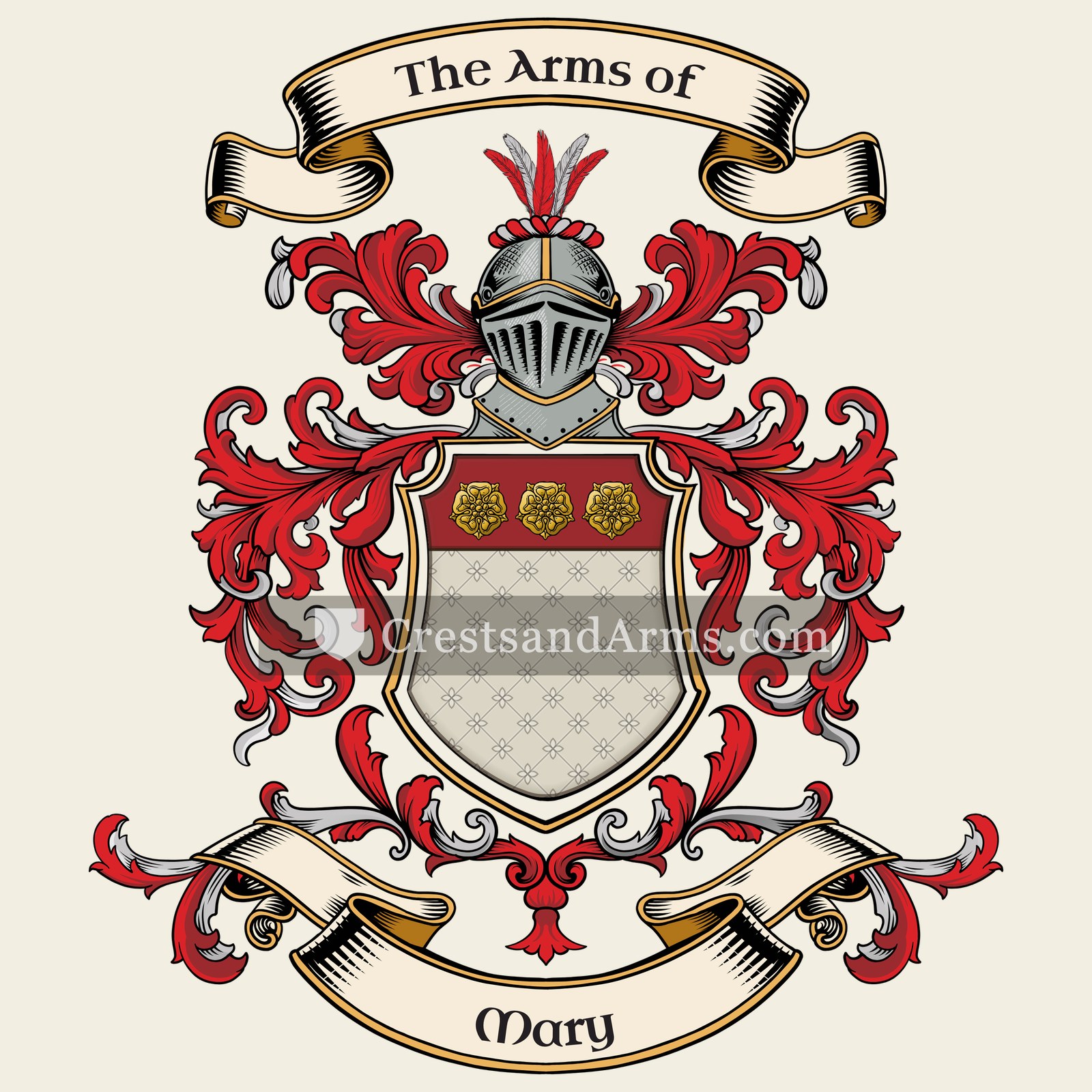 The Mary coat of arms, drawn from the recorded blazon