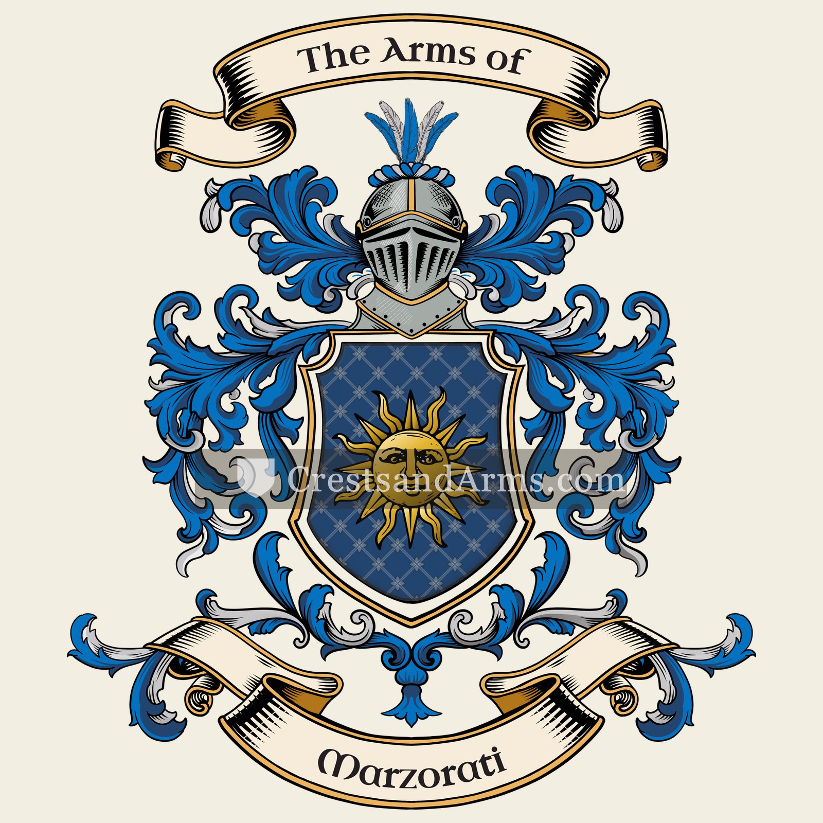 The Marzorati coat of arms, drawn from the recorded blazon