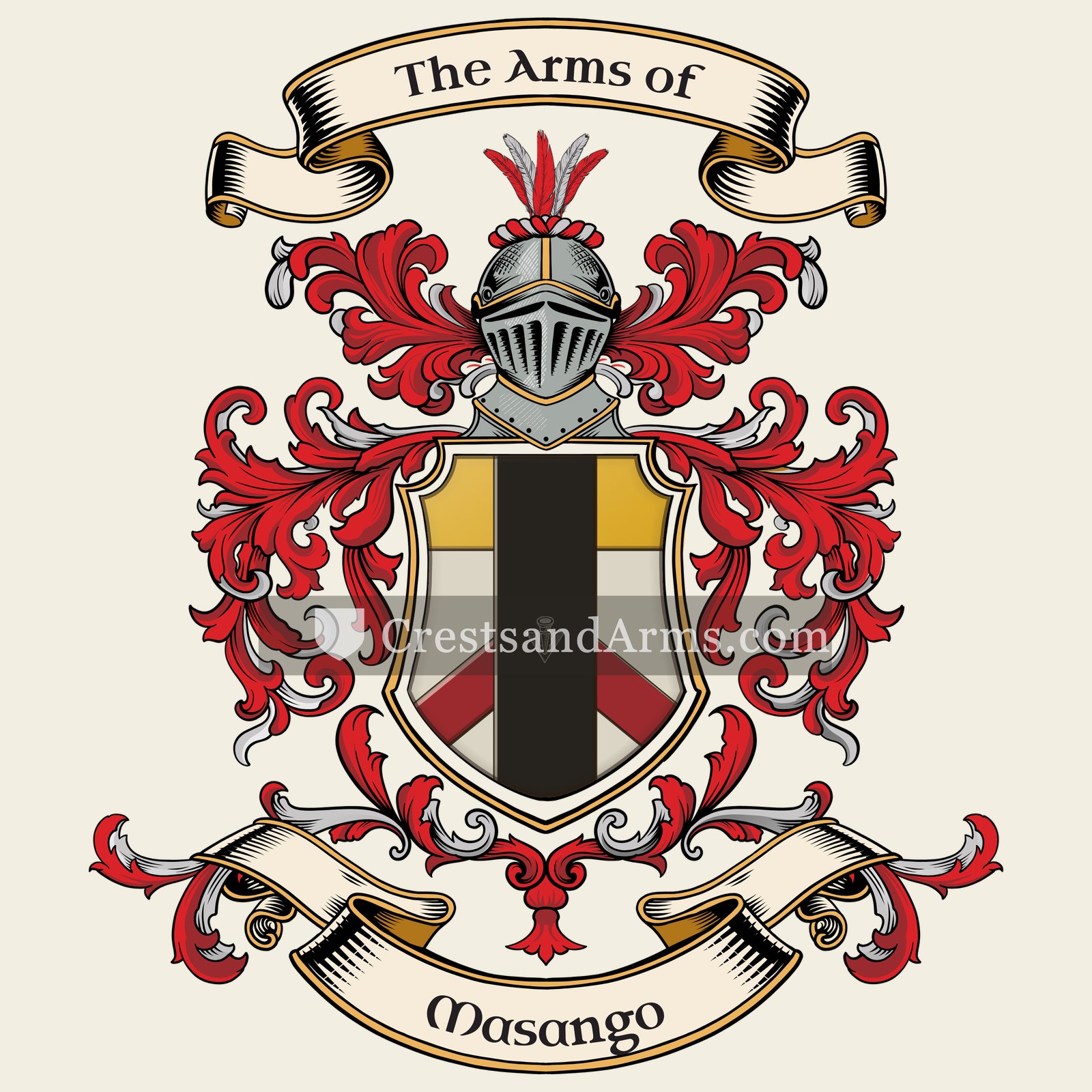 The Masango coat of arms, drawn from the recorded blazon