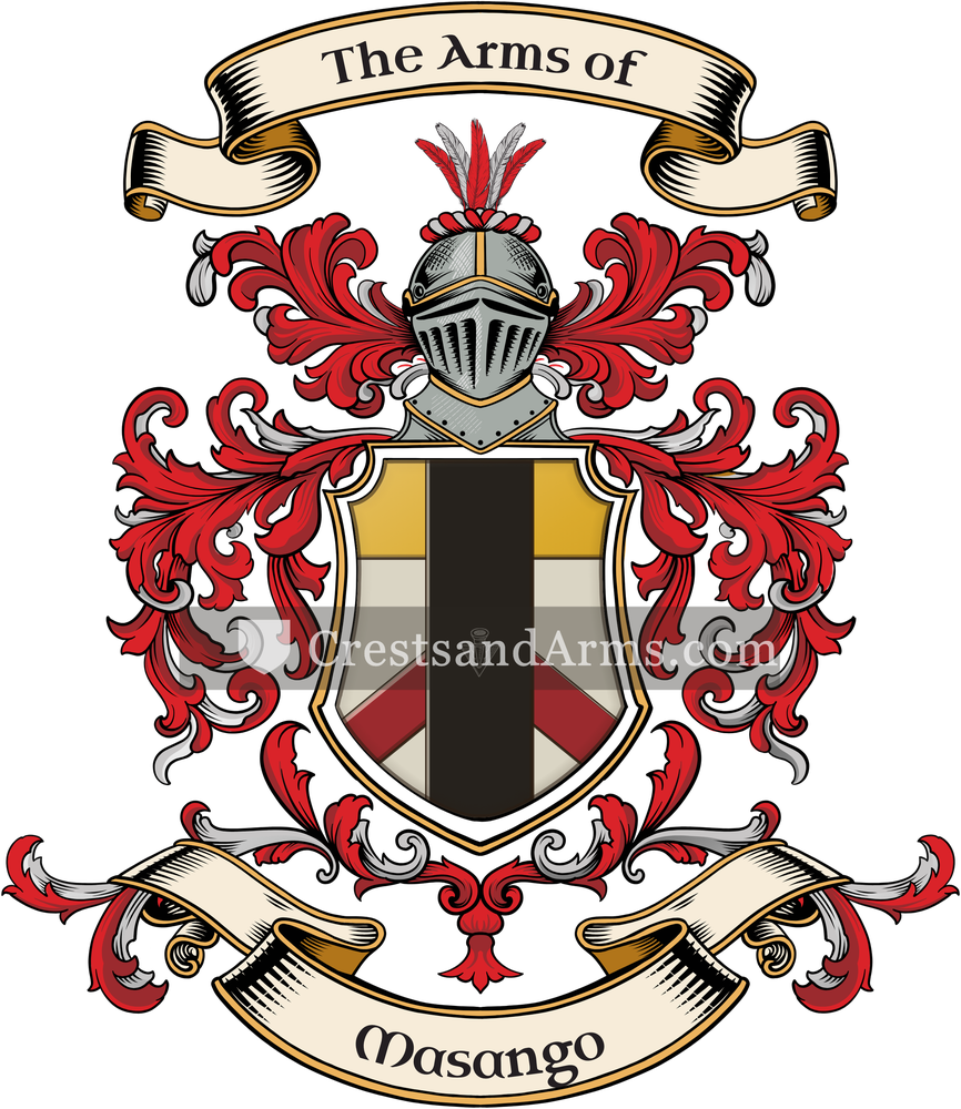 The Masango coat of arms, drawn from the recorded blazon
