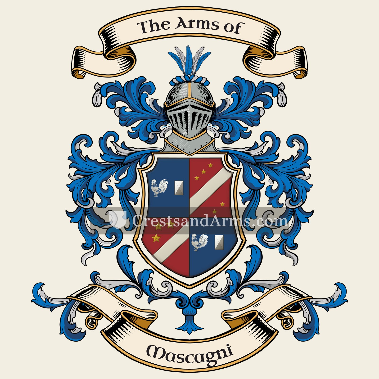 The Mascagni coat of arms, drawn from the recorded blazon