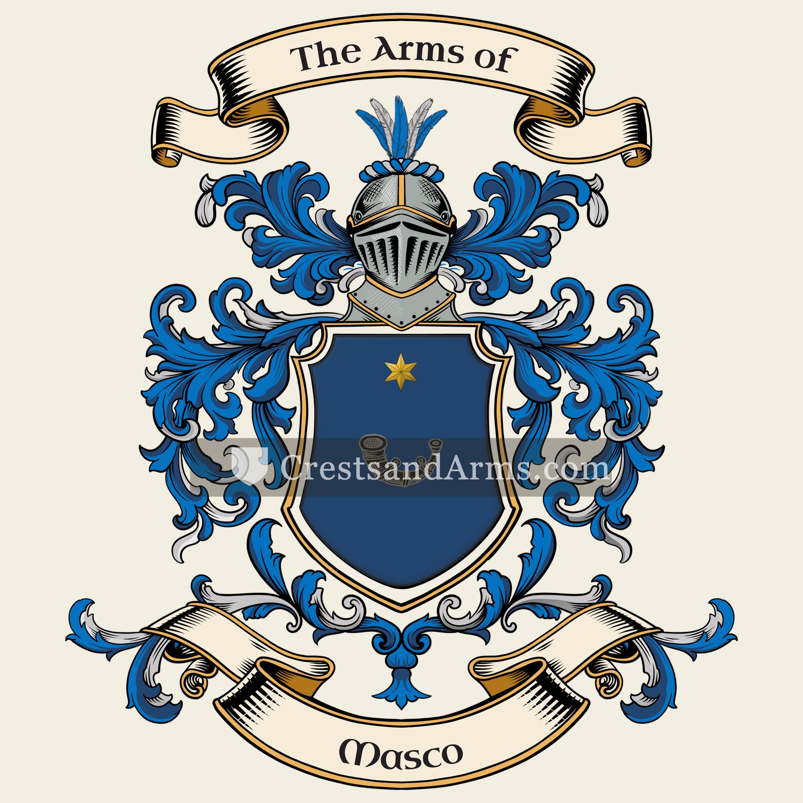 The Masco coat of arms, drawn from the recorded blazon