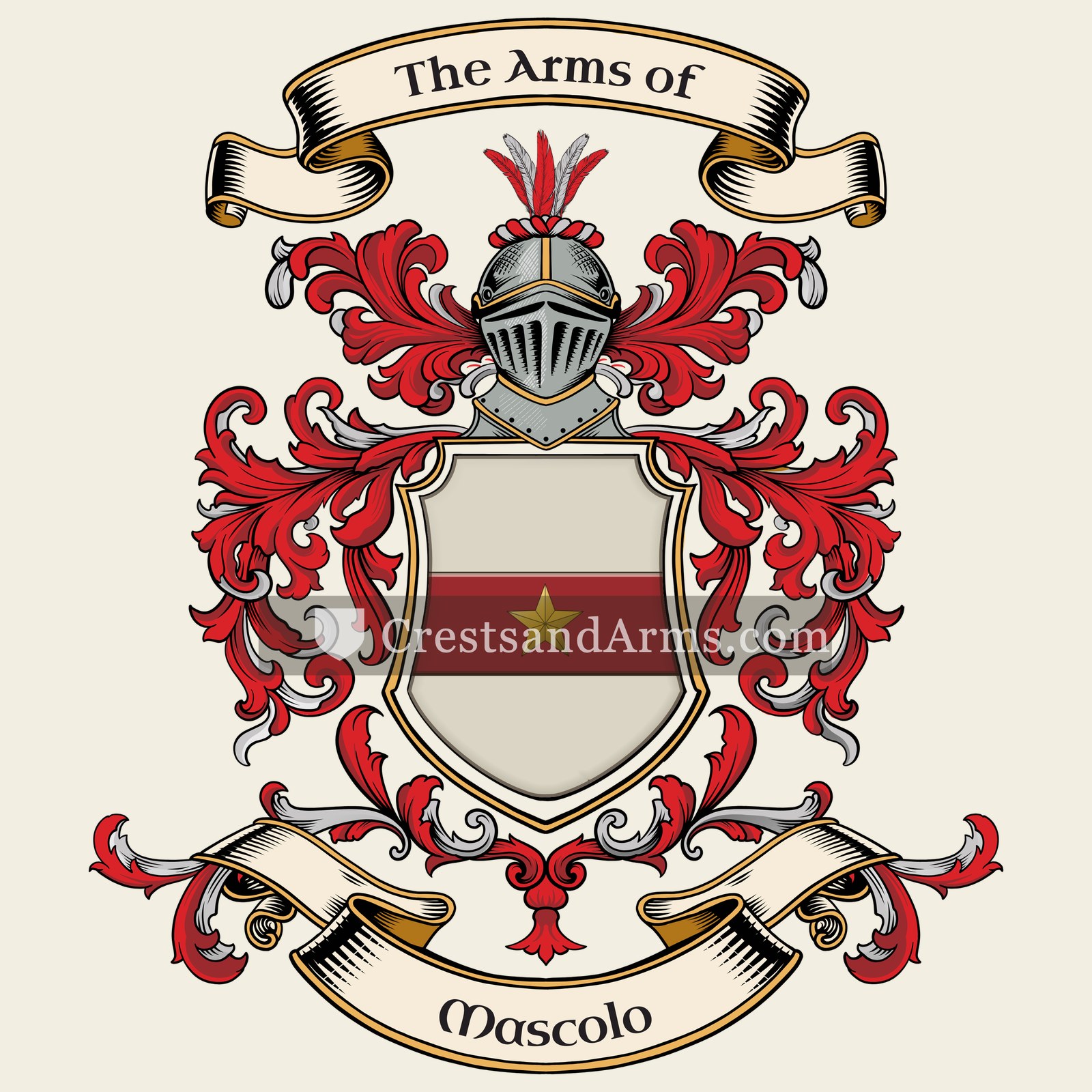 The Mascolo coat of arms, drawn from the recorded blazon