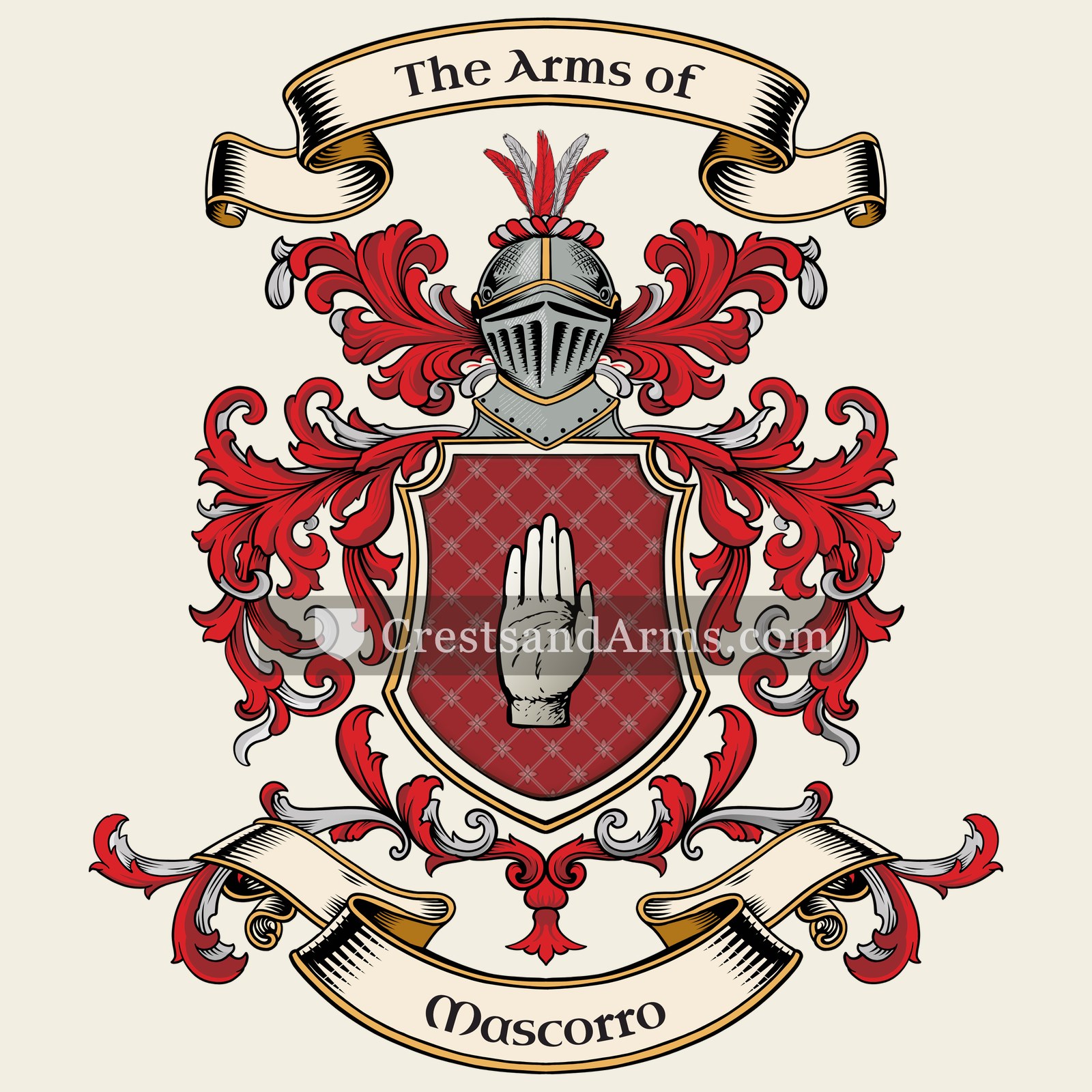 The Mascorro coat of arms, drawn from the recorded blazon