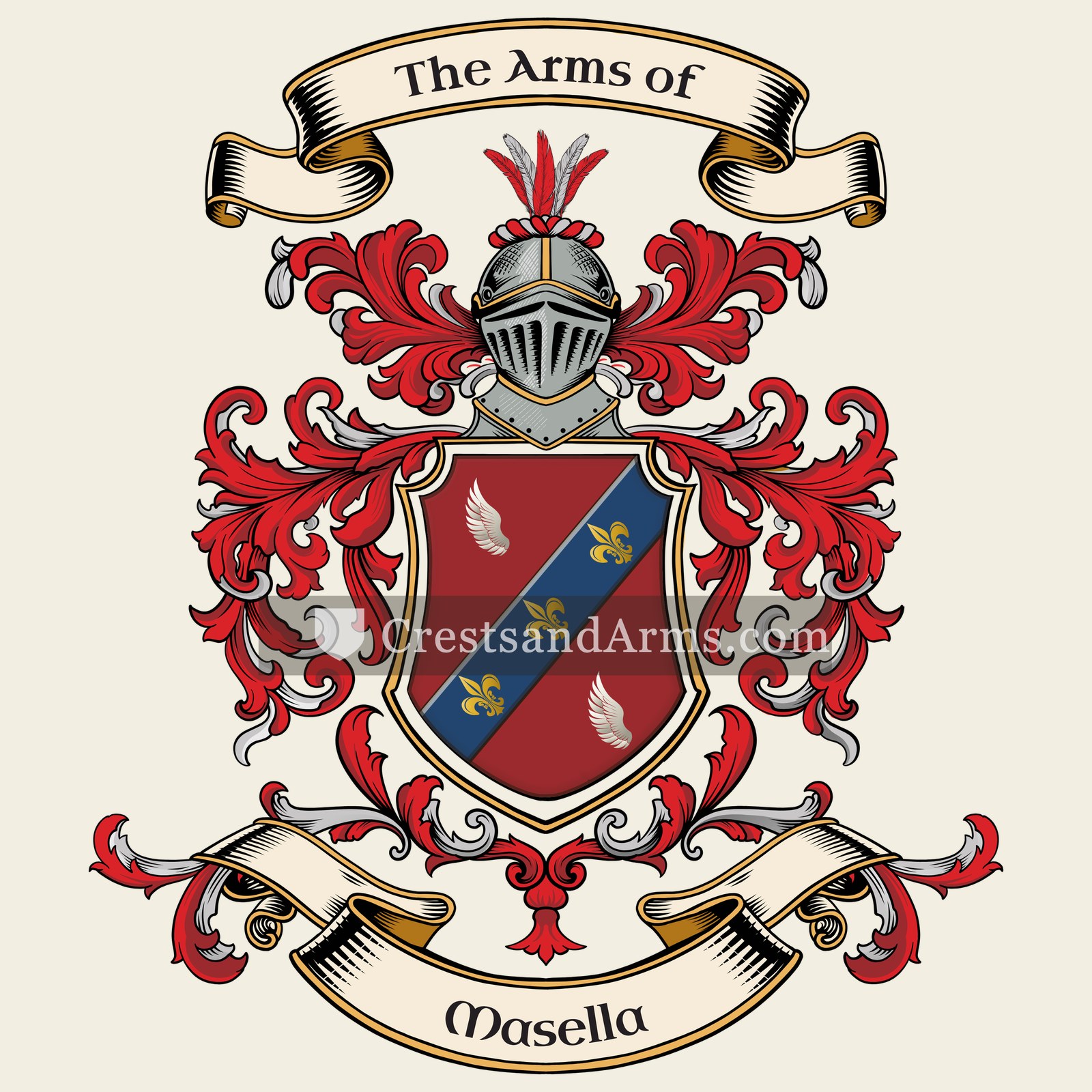 The Masella coat of arms, drawn from the recorded blazon