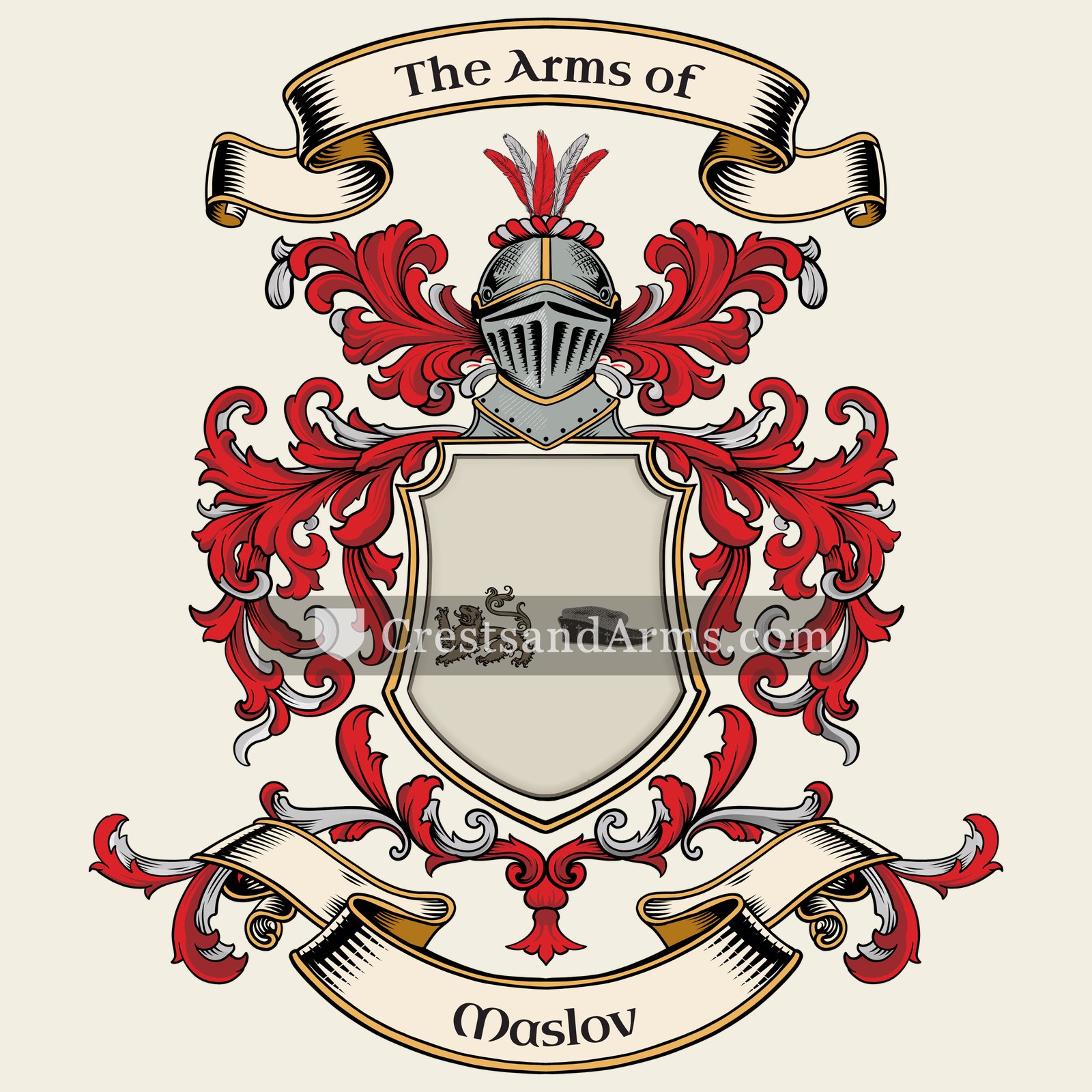 The Maslov coat of arms, drawn from the recorded blazon