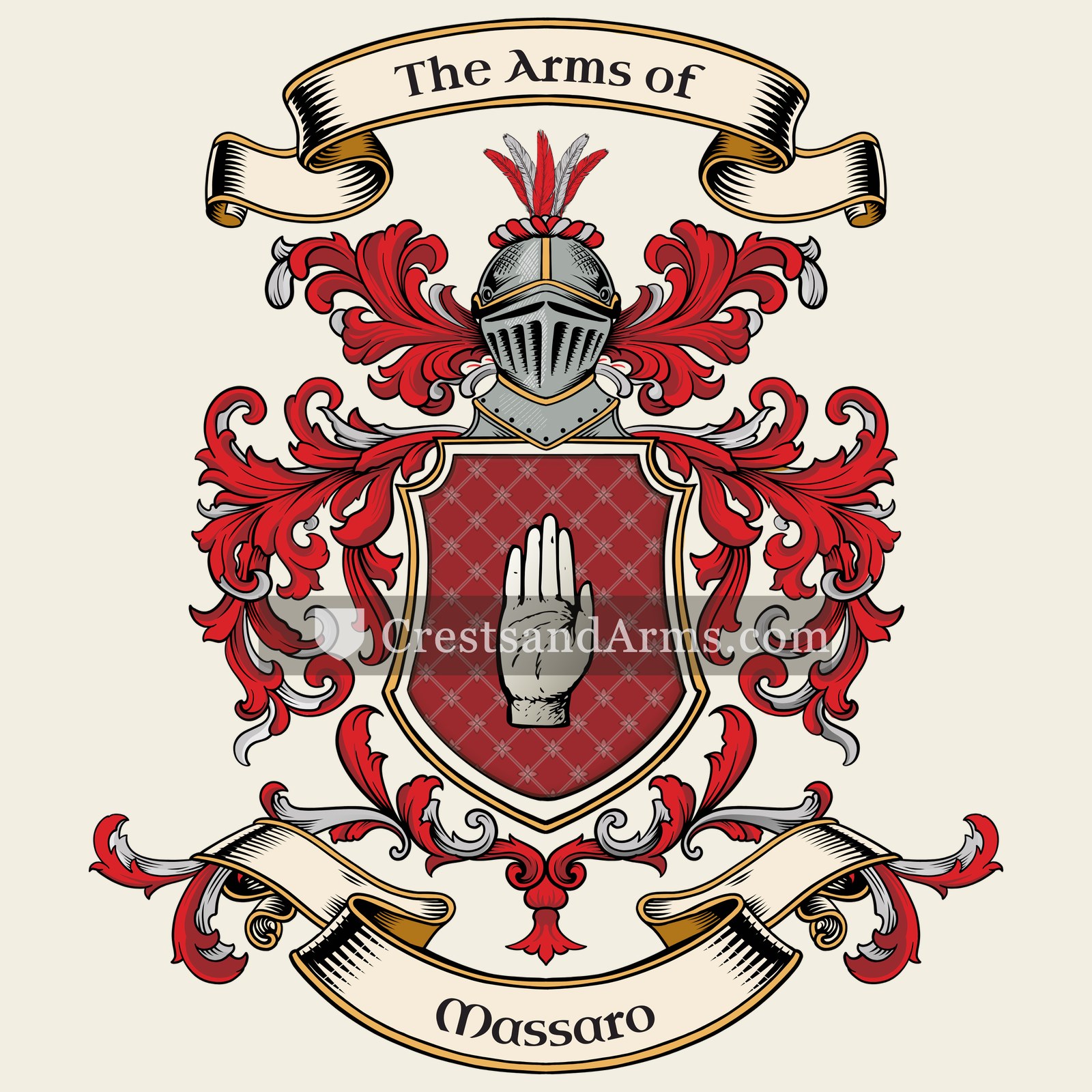 The Massaro coat of arms, drawn from the recorded blazon