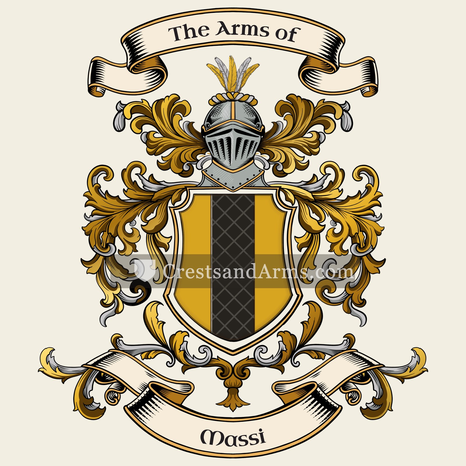 The Massi coat of arms, drawn from the recorded blazon