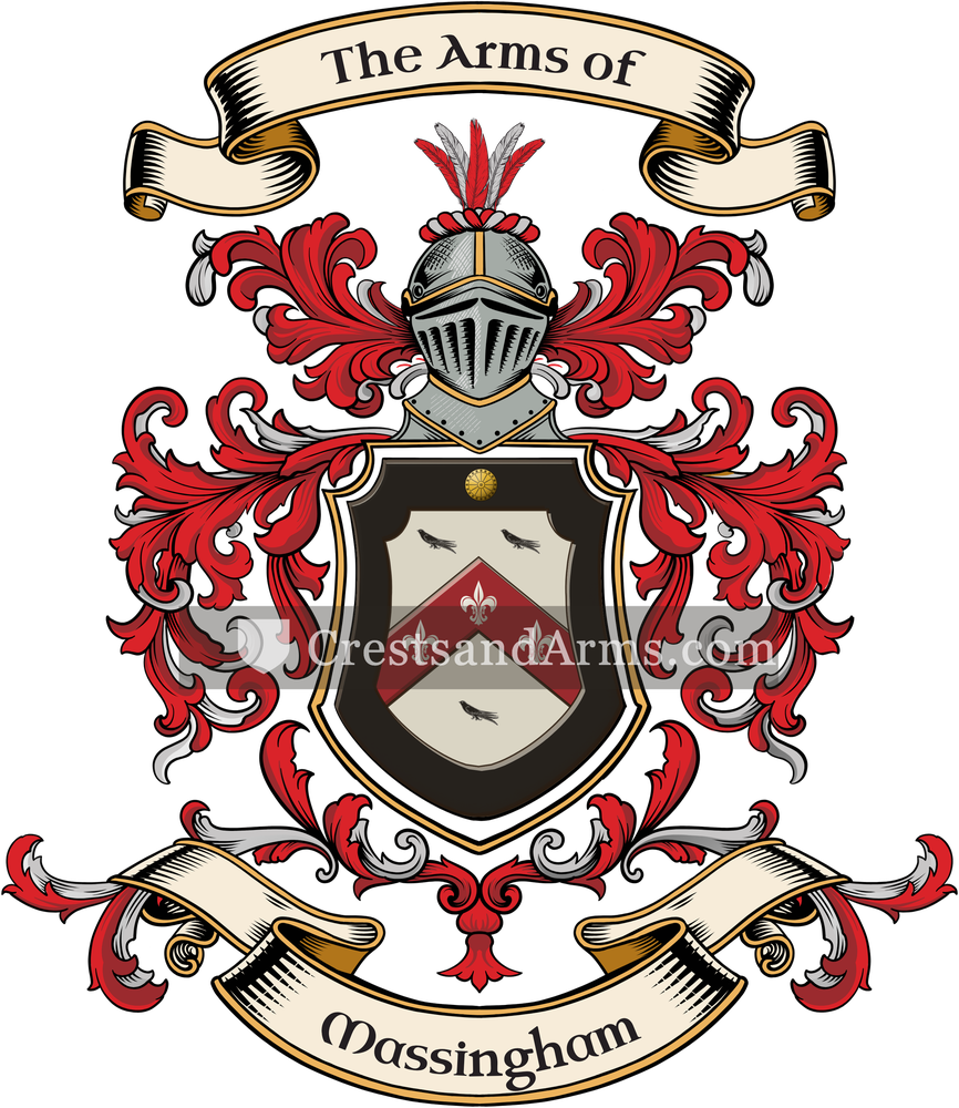 The Massingham coat of arms, drawn from the recorded blazon