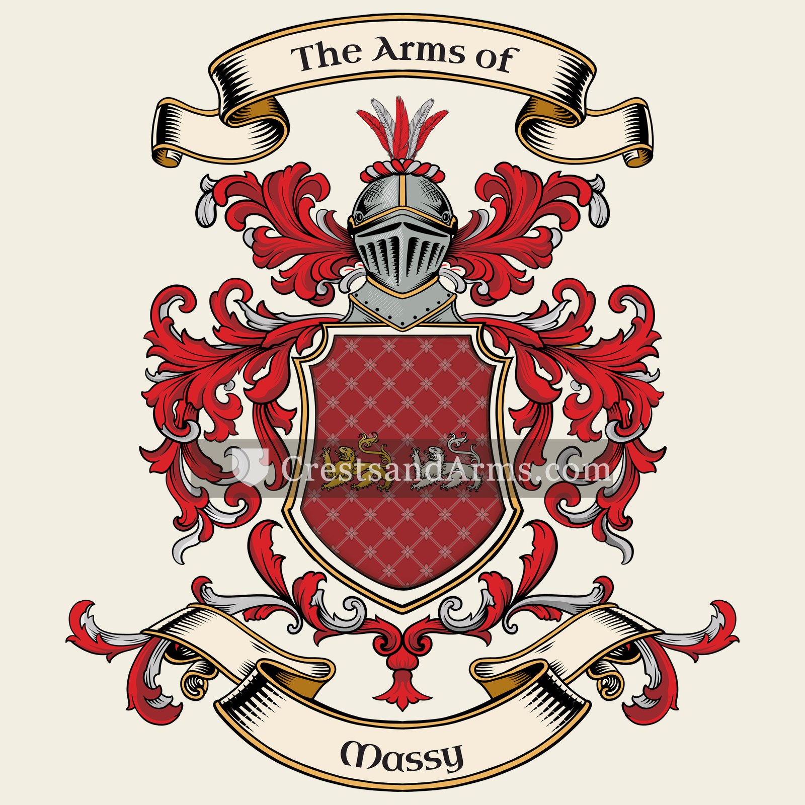 The Massy coat of arms, drawn from the recorded blazon