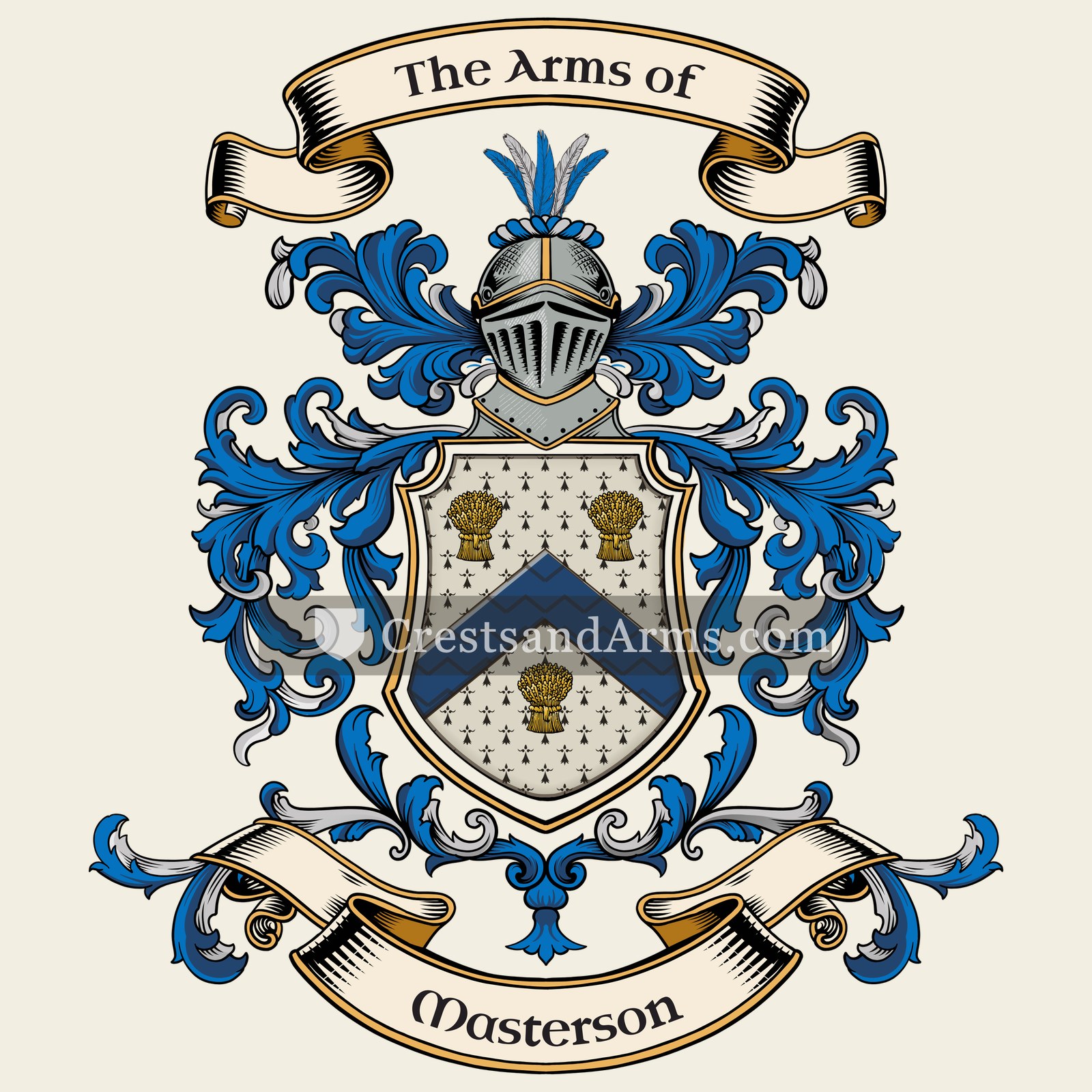 The Masterson coat of arms, drawn from the recorded blazon