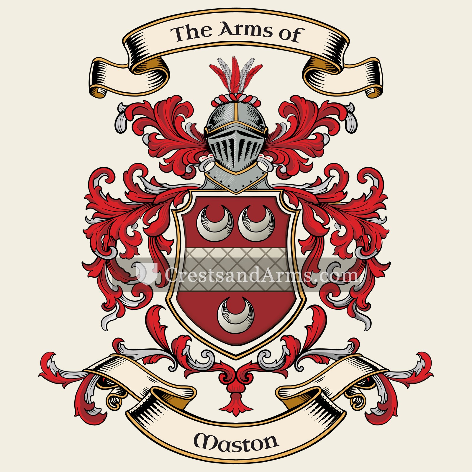 The Maston coat of arms, drawn from the recorded blazon