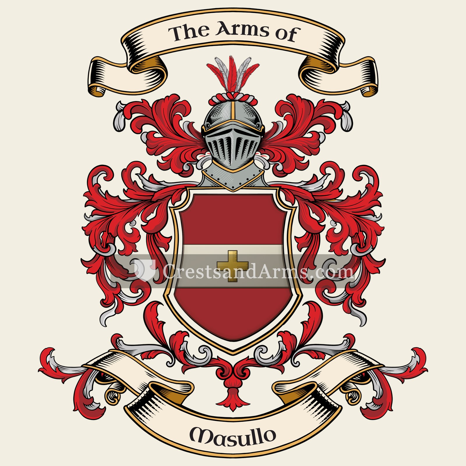 The Masullo coat of arms, drawn from the recorded blazon