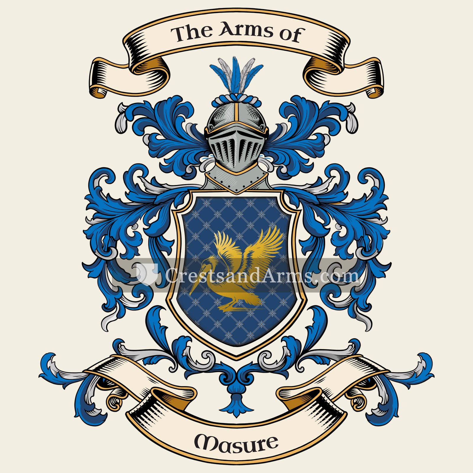 The Masure coat of arms, drawn from the recorded blazon