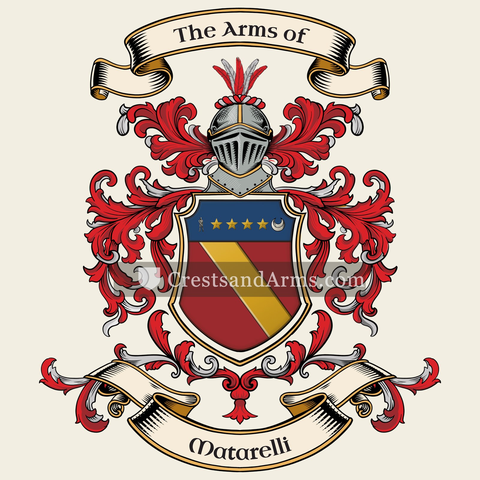 The Matarelli coat of arms, drawn from the recorded blazon