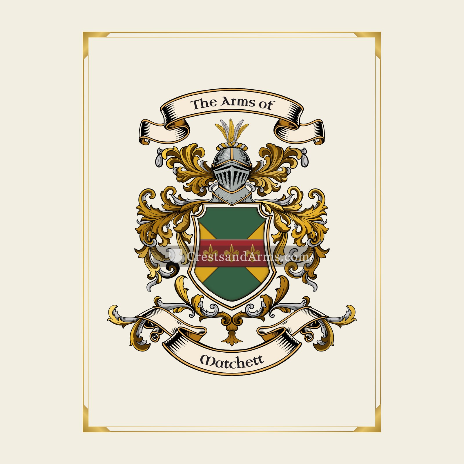 With gold border