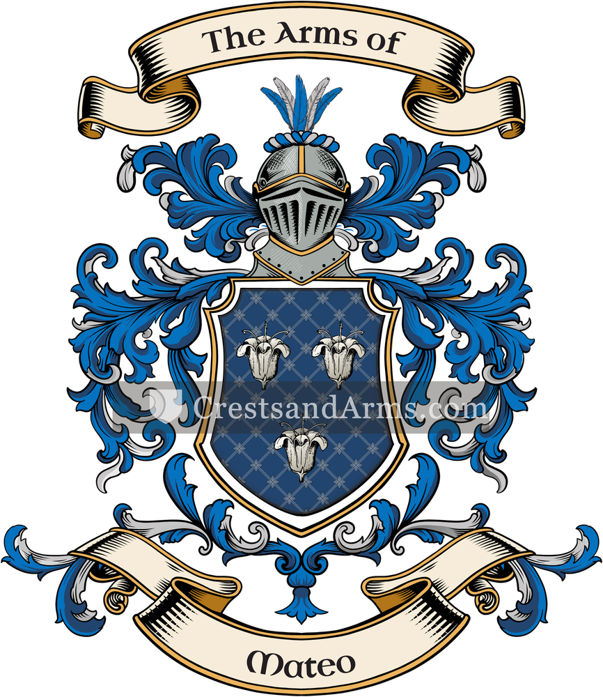 The Mateo coat of arms, drawn from the recorded blazon