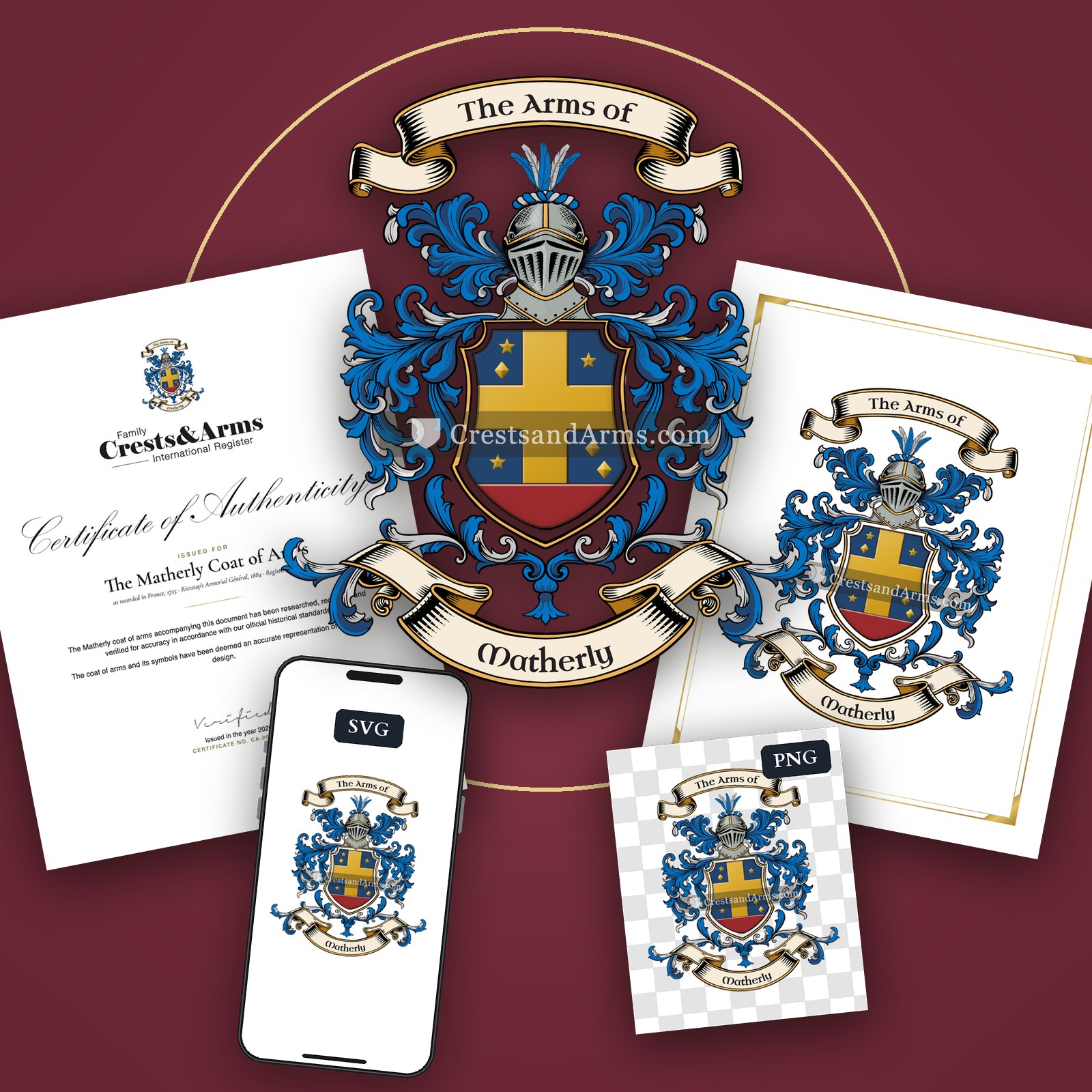 The Matherly arms on the coat of arms — digital pack