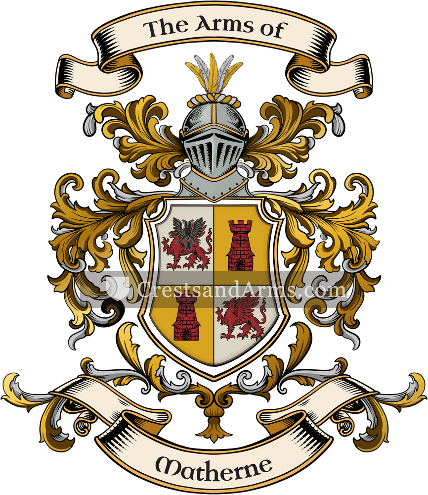 The Matherne coat of arms, drawn from the recorded blazon