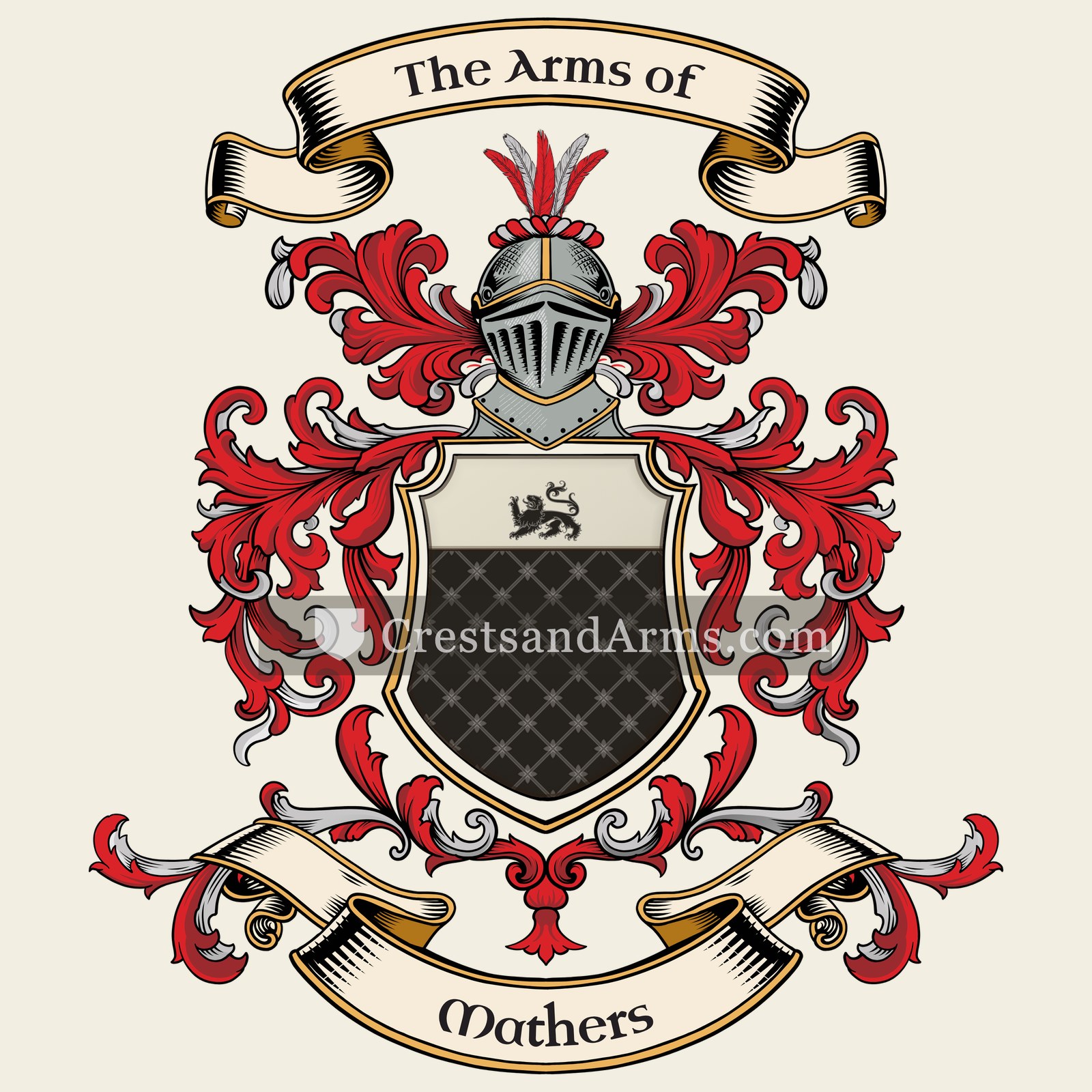 The Mathers coat of arms, drawn from the recorded blazon