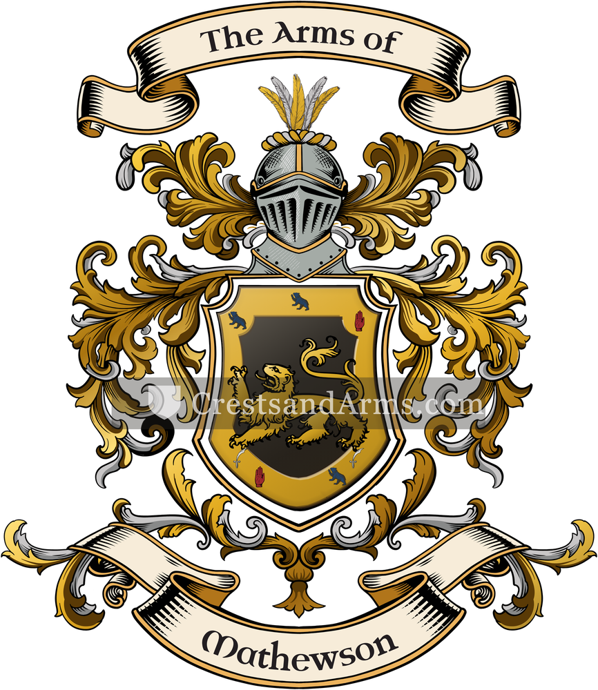 The Mathewson coat of arms, drawn from the recorded blazon