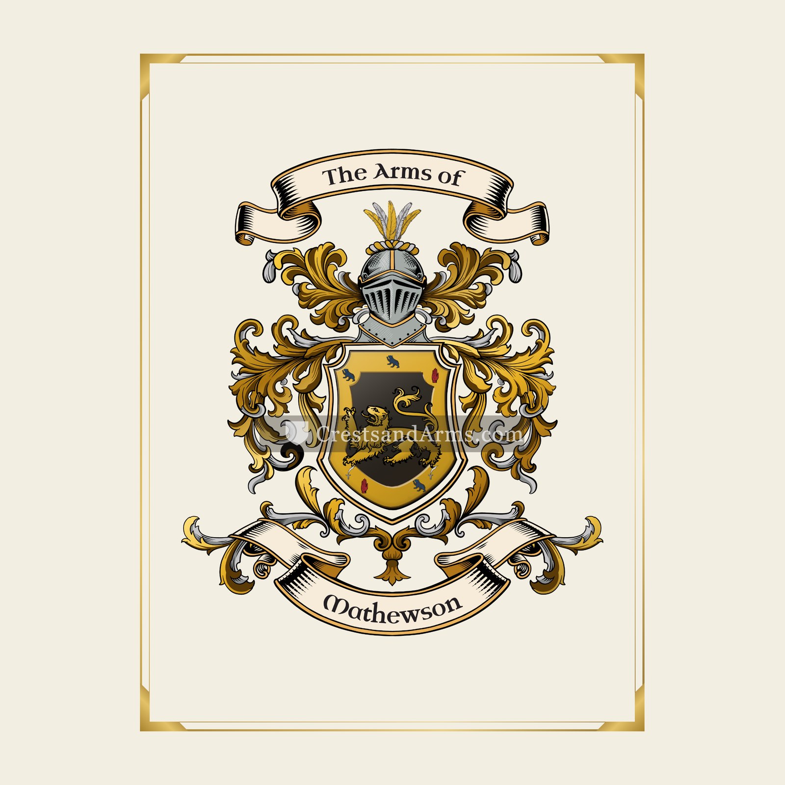With gold border