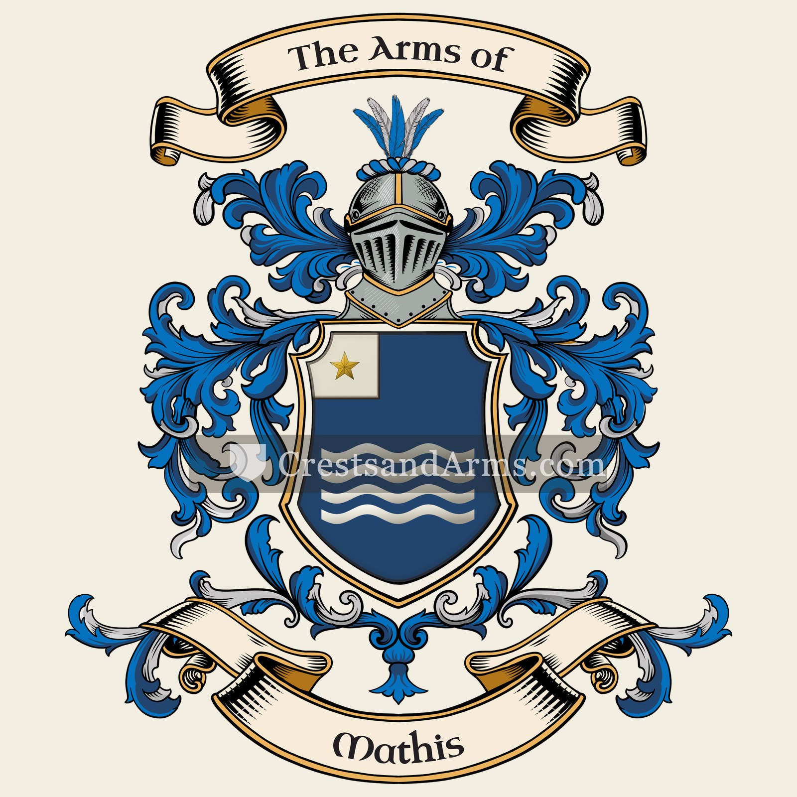The Mathis coat of arms, drawn from the recorded blazon