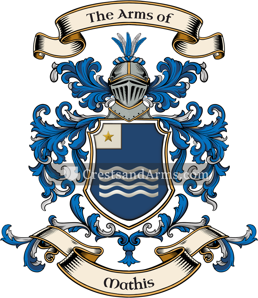 The Mathis coat of arms, drawn from the recorded blazon