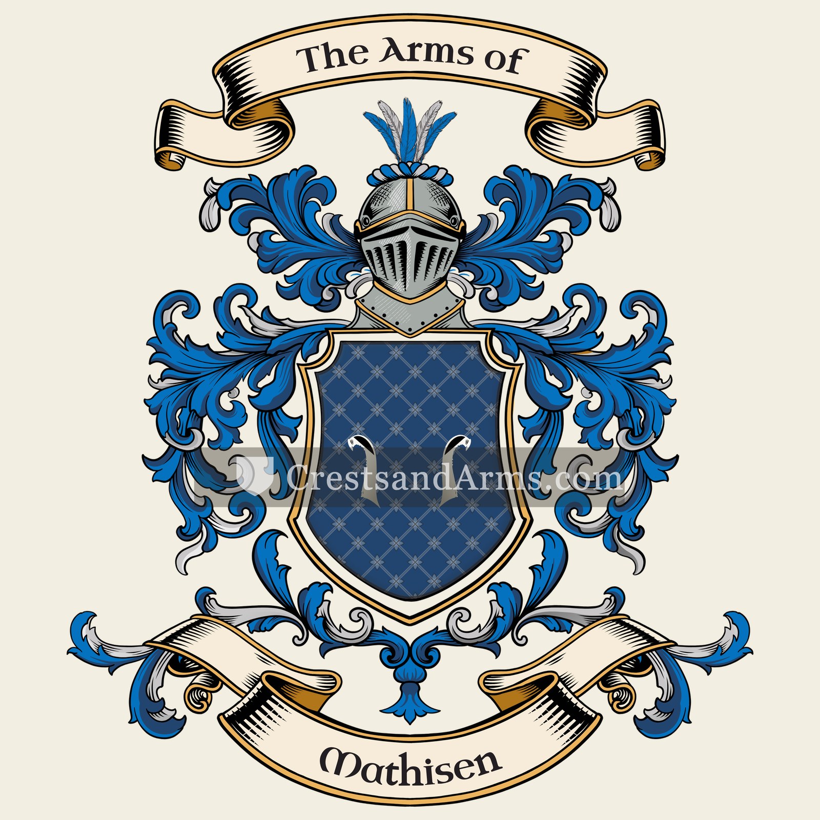 The Mathisen coat of arms, drawn from the recorded blazon