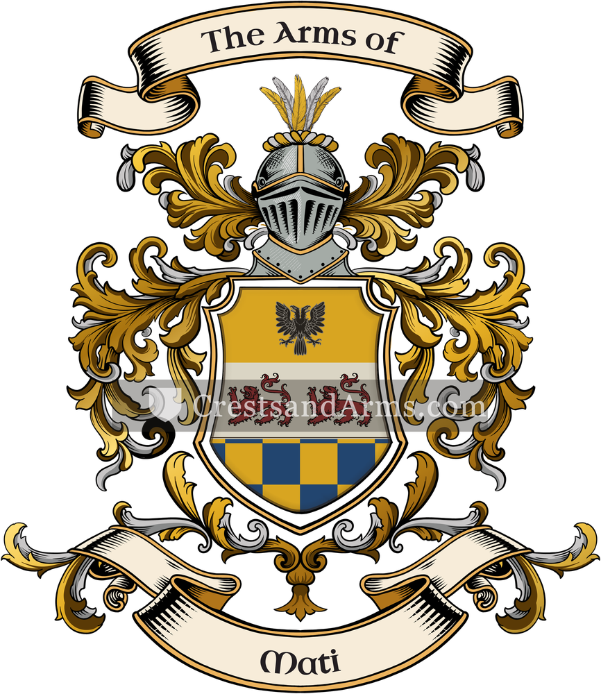 The Mati coat of arms, drawn from the recorded blazon