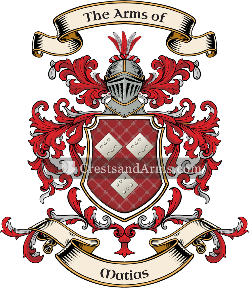 The Matias coat of arms, drawn from the recorded blazon
