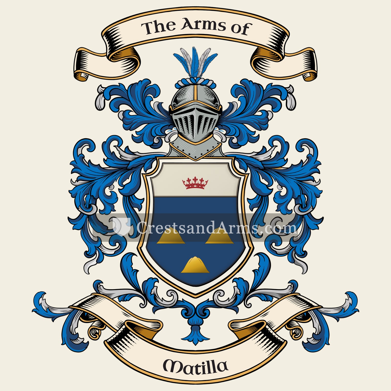 The Matilla coat of arms, drawn from the recorded blazon
