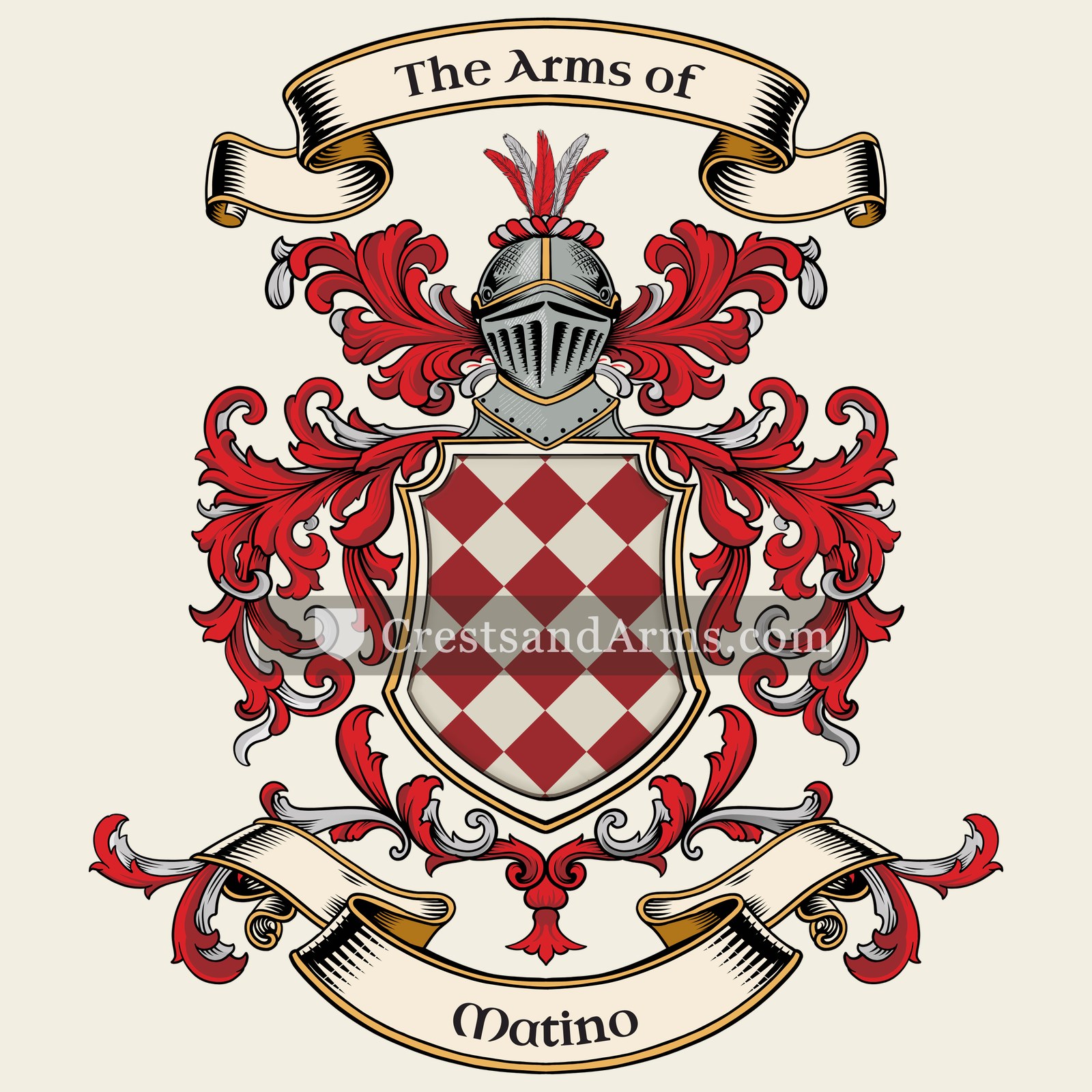 The Matino coat of arms, drawn from the recorded blazon