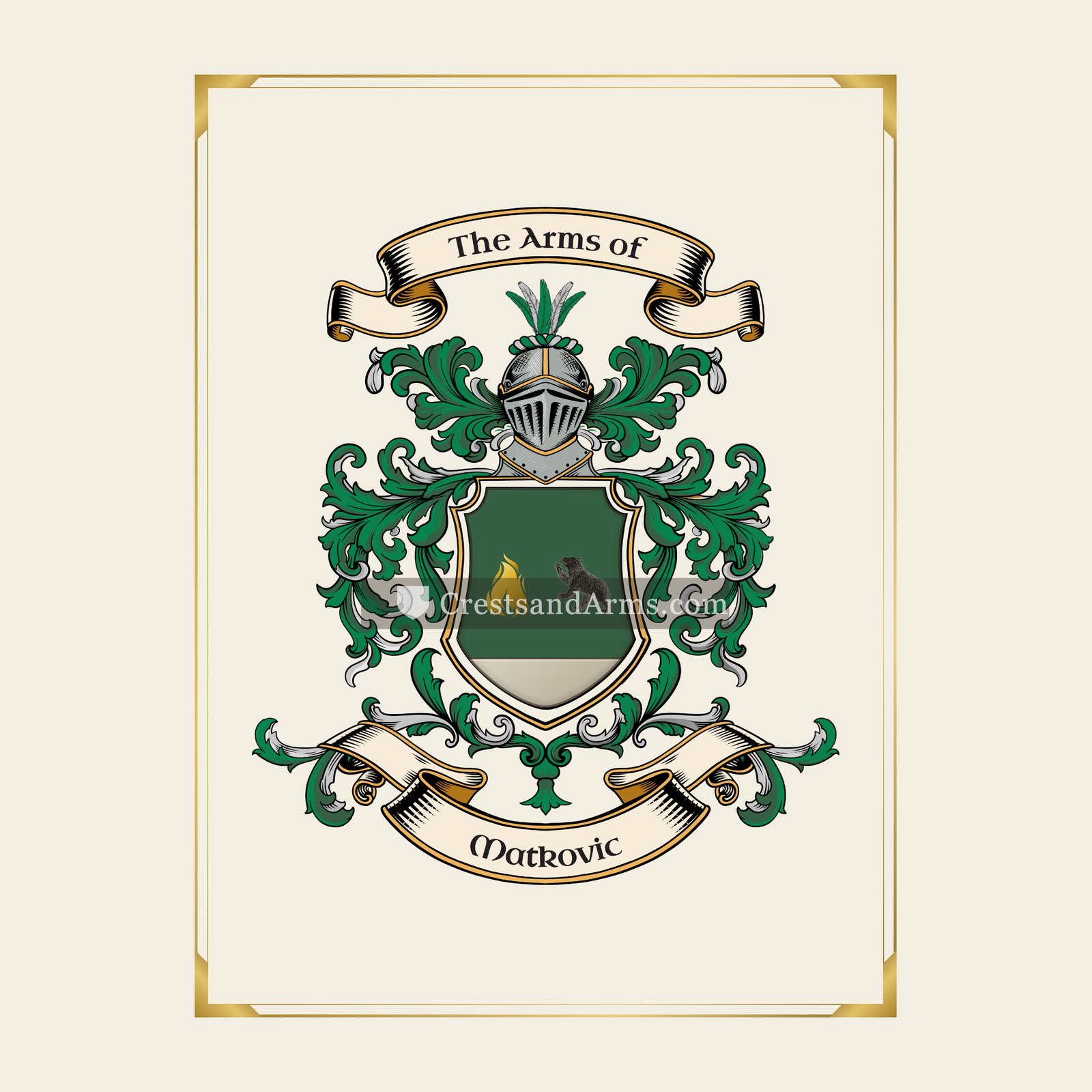 With gold border