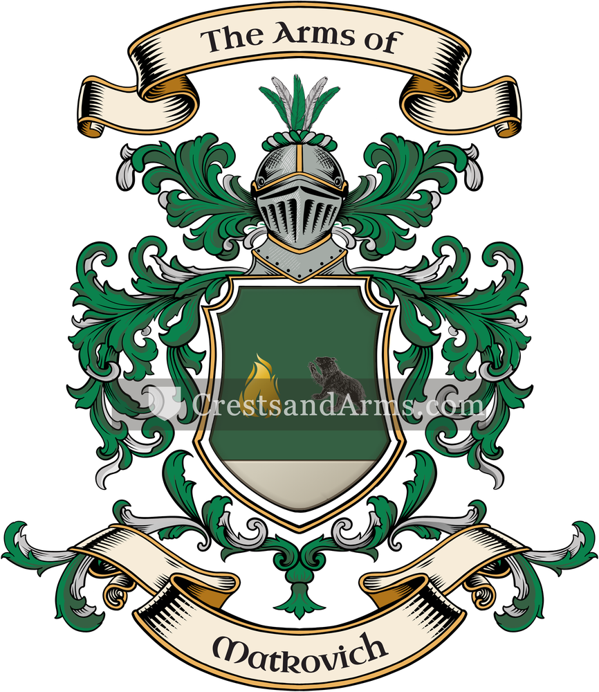 The Matkovich coat of arms, drawn from the recorded blazon