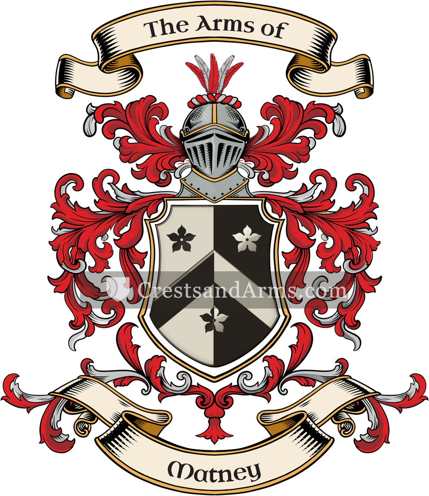 The Matney coat of arms, drawn from the recorded blazon
