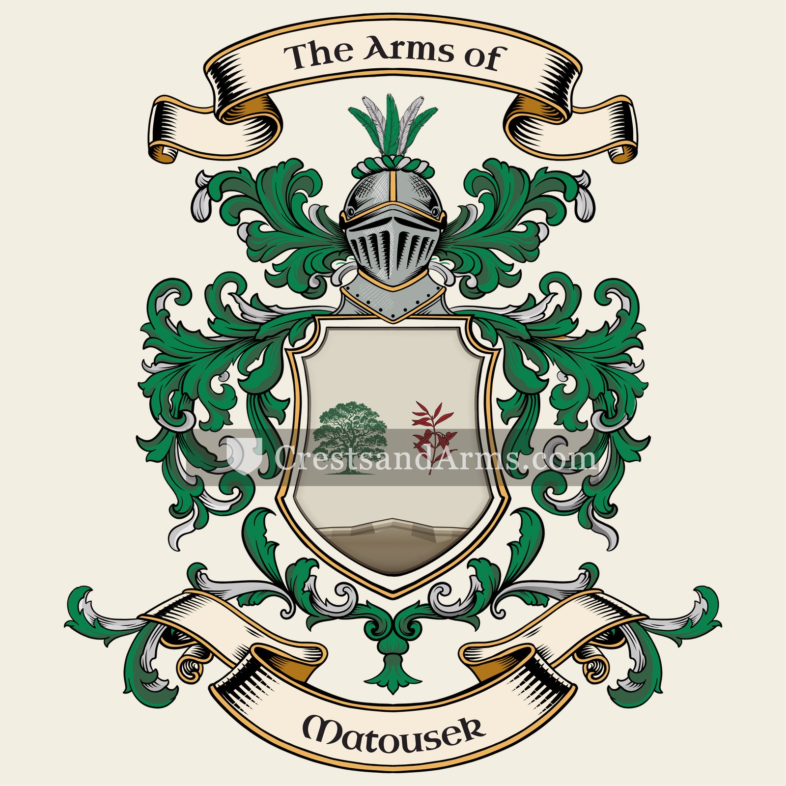 The Matousek coat of arms, drawn from the recorded blazon