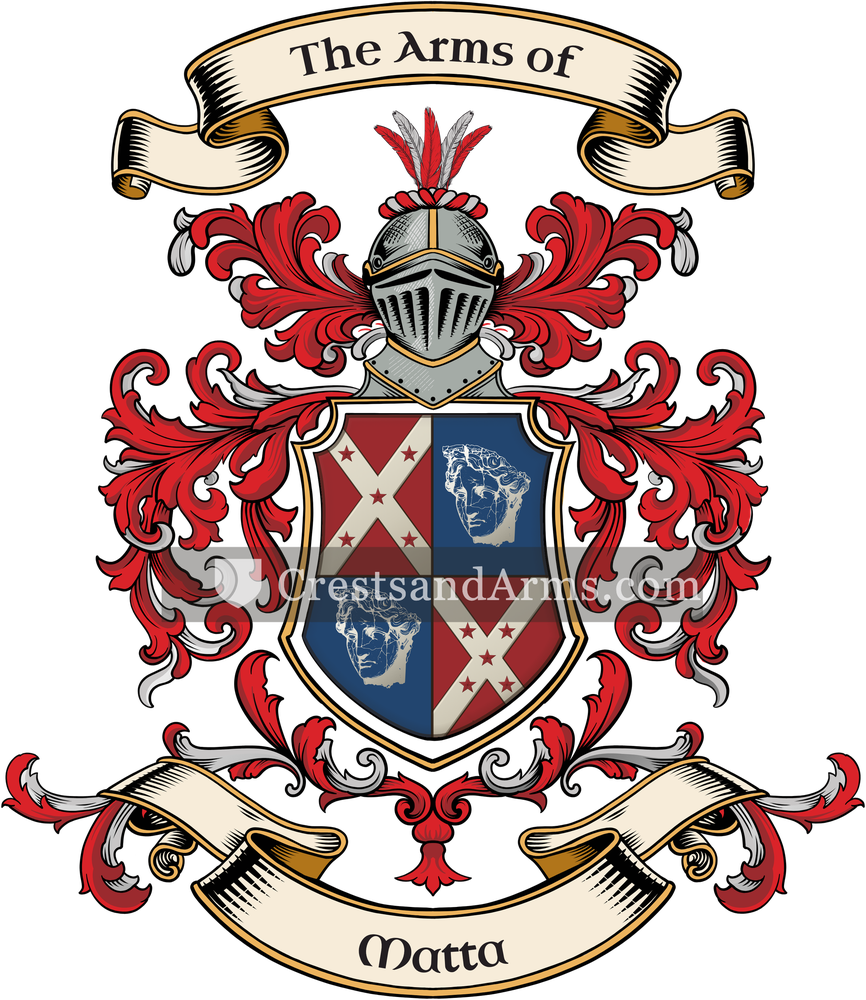 The Matta coat of arms, drawn from the recorded blazon