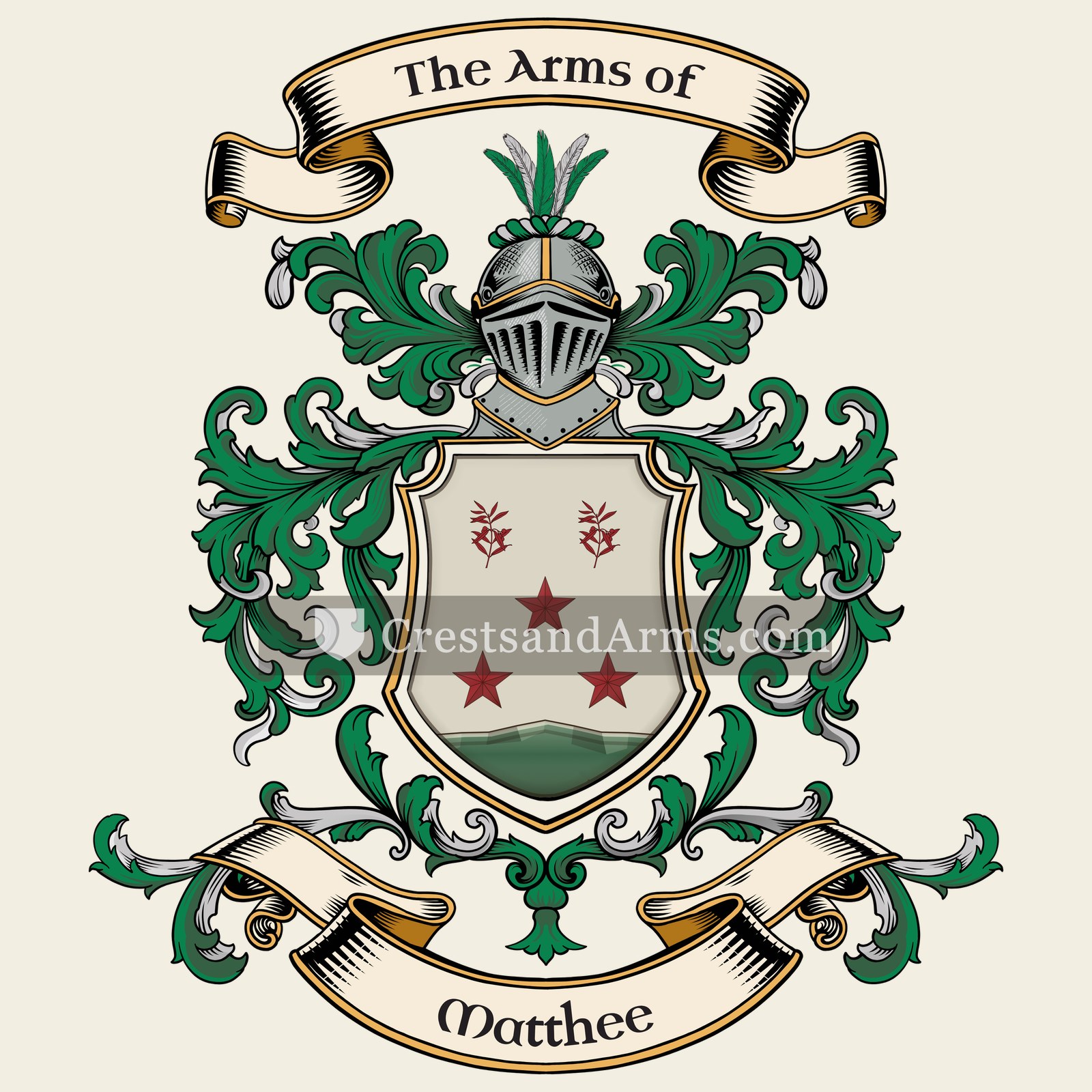 The Matthee coat of arms, drawn from the recorded blazon